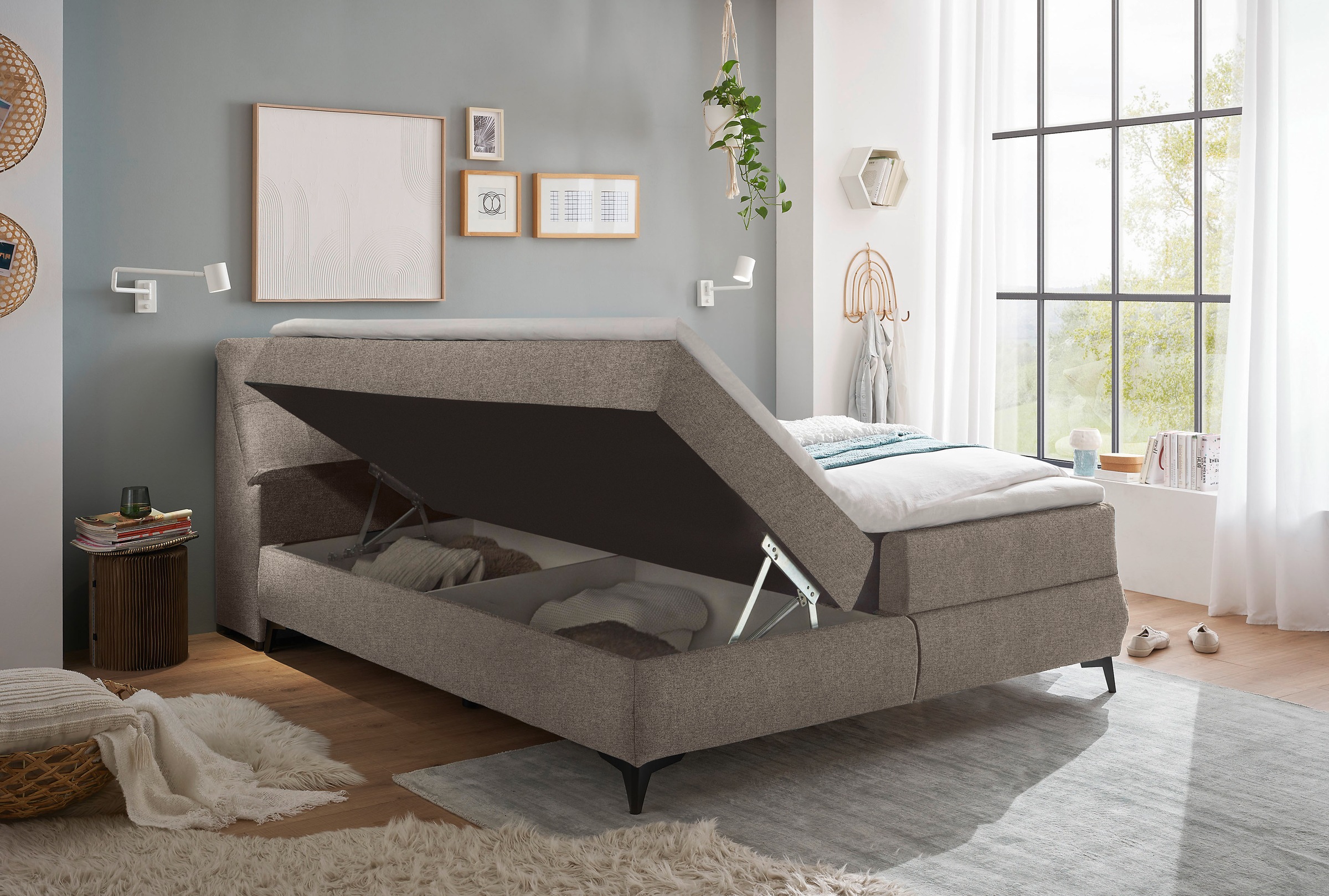 ED EXCITING DESIGN Boxbett »Atlantis«, mit Bettkasten und Stauraum im Kopfteil