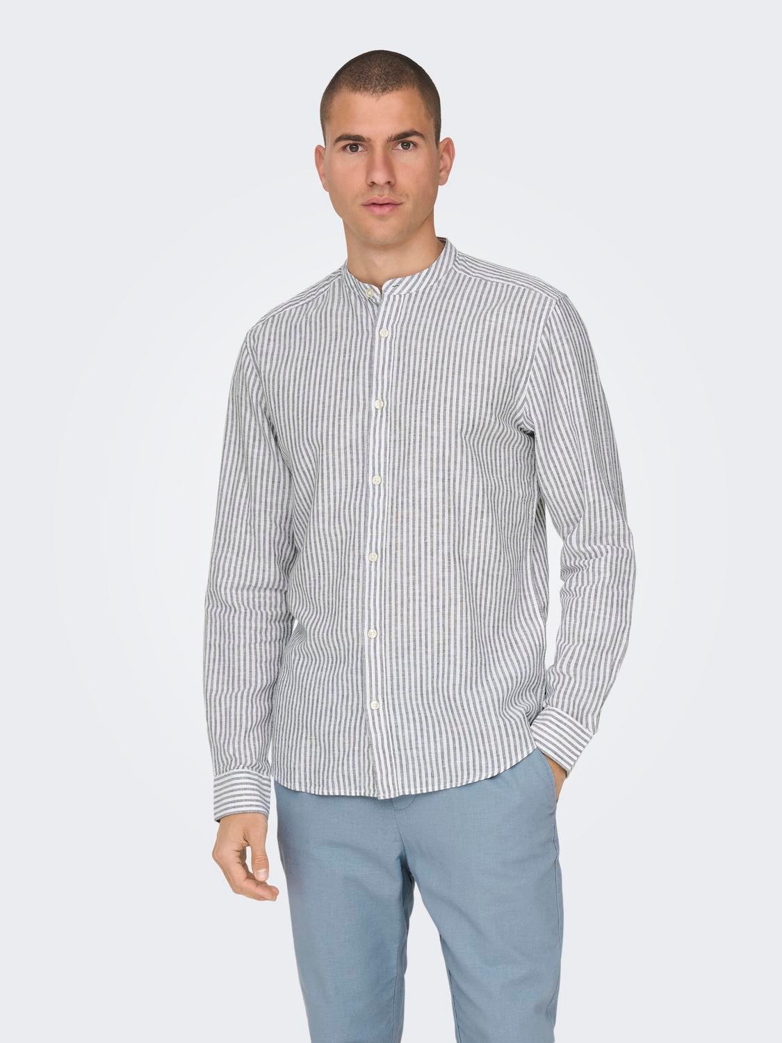 ONLY & SONS Langarmhemd "ONSCAIDEN LS MAO STRIPE LINEN SHIRT NOOS" günstig online kaufen