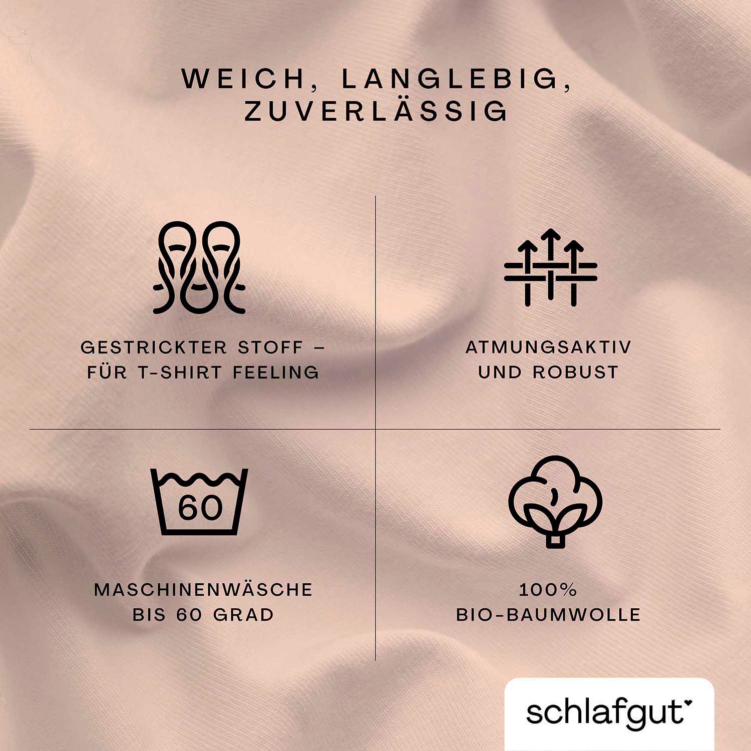 Schlafgut Spannbettlaken »CASUAL u.a. in Gr. 90x200, 140x200 oder 180x200 cm, 100% Bio-Baumwolle«, Bettlaken für Matratzen bis 25 cm Höhe, zuverlässig, langlebig, weich