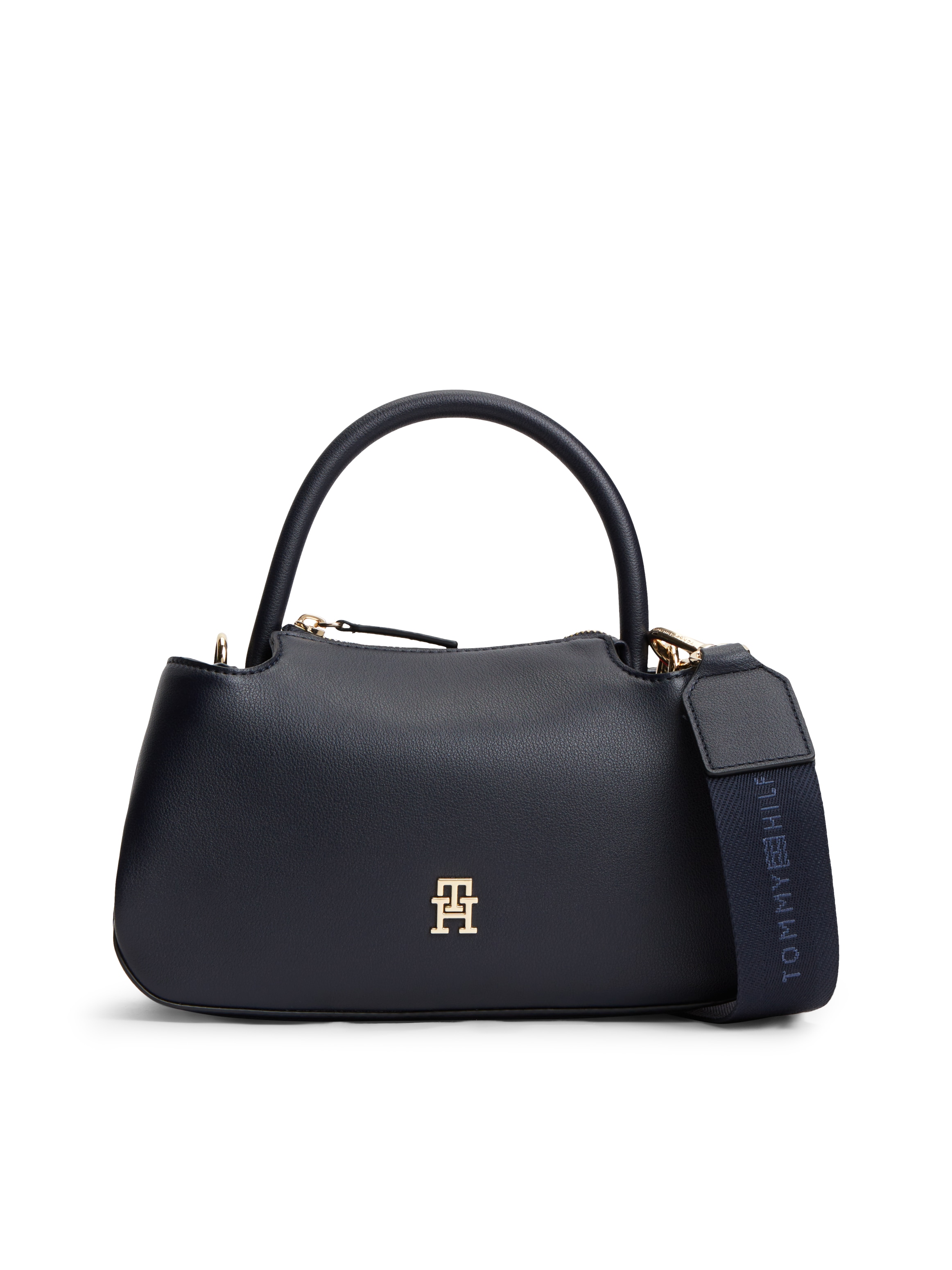 Tommy Hilfiger Henkeltasche "TH LOGOTAPE MINI SATCHEL" Damen Handtasche, Umhängetasche mit goldfarbenen Details