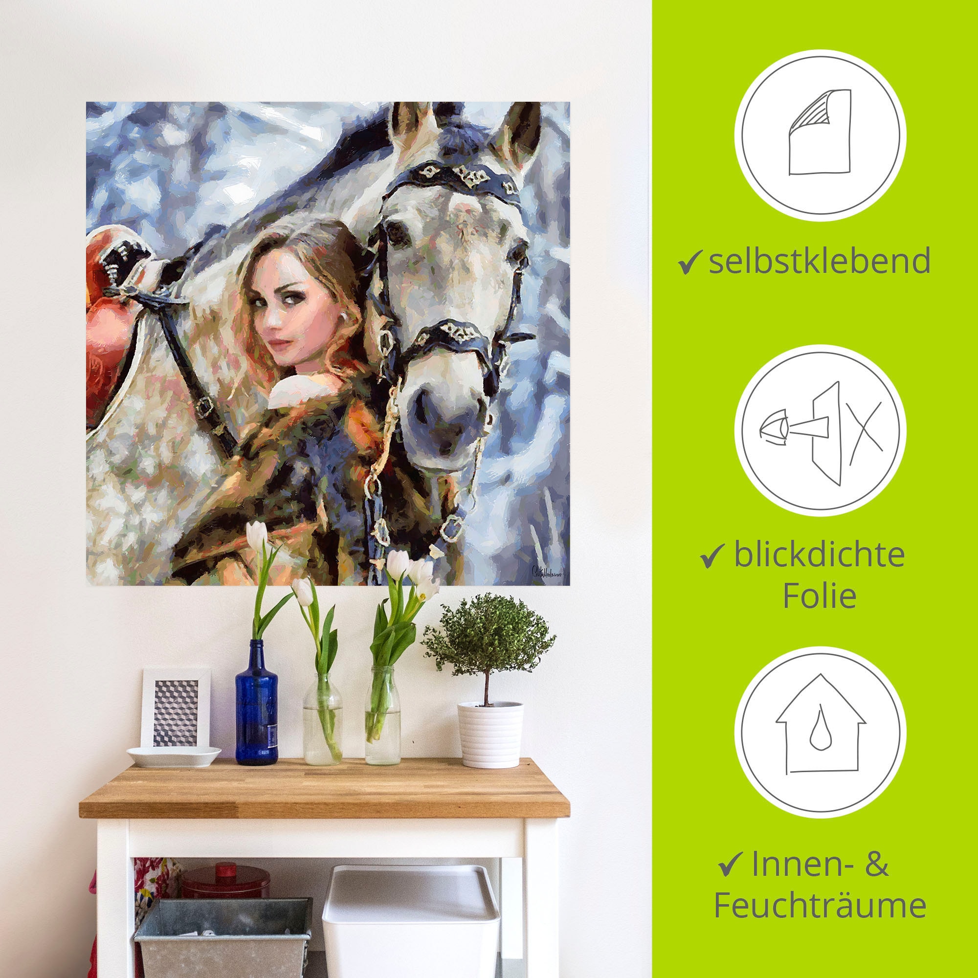 Artland Wandbild »Mädchen mit weißem Pferd«, Portrait, (1 St.), als Leinwandbild, Poster, Wandaufkleber in verschied. Größen