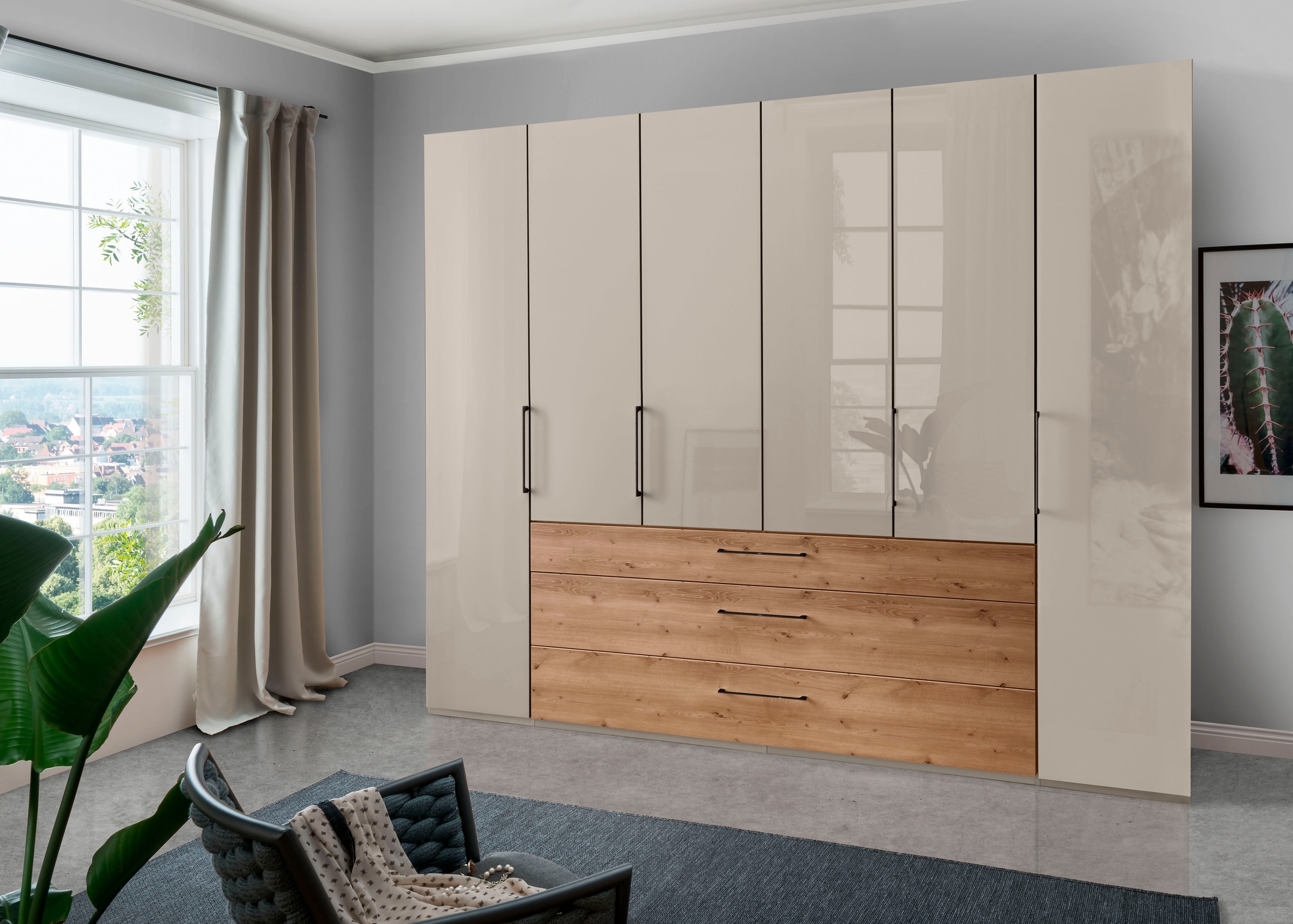 wiemann kleiderschrank »metz«, hochwertige glasfront inkl