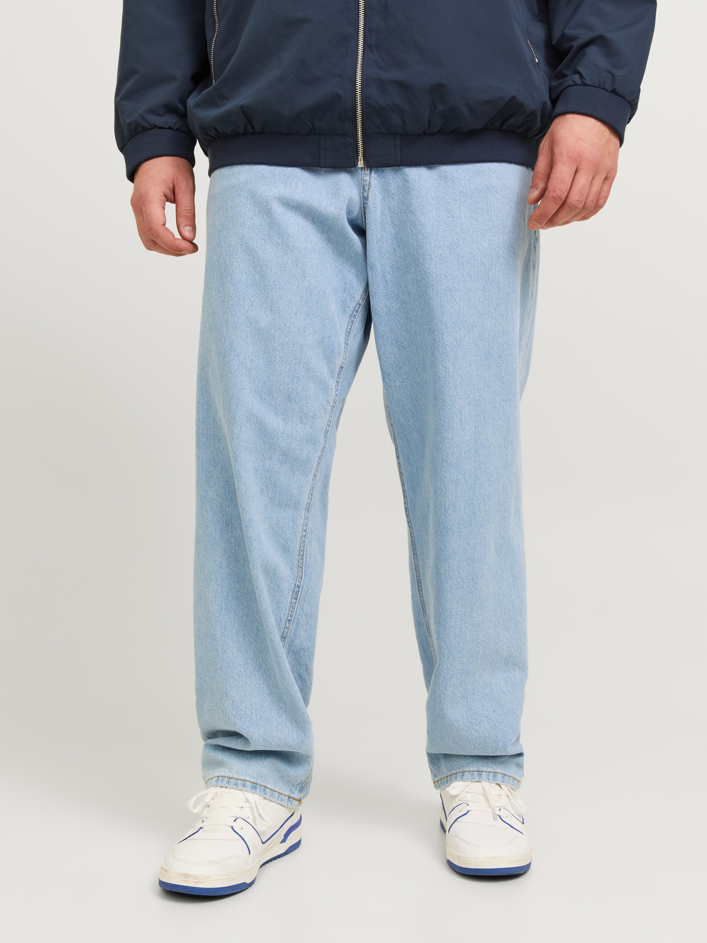 Relax-fit-Jeans "JJICHRIS JJORIGINAL SQ 7", Herren, Gr. 42, Länge 36, blau denim, Denim/Jeans, Obermaterial: 100% Baumwolle, JACK & JONES PLUSSIZE, unifarben, bequem lang, Jeans, mit Five-Pocket-Design