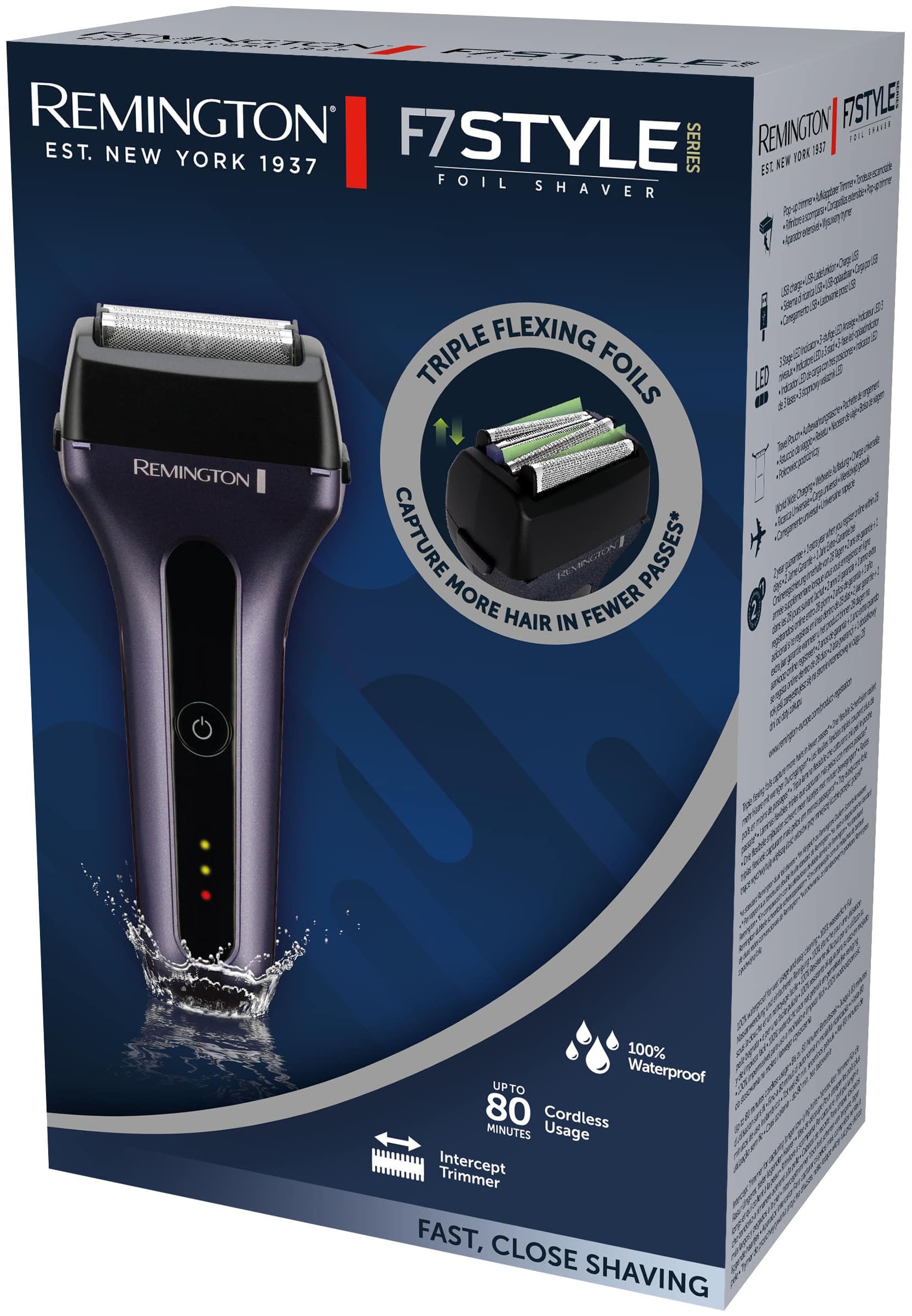 Remington Elektrorasierer »F7000«, 1 St. Aufsätze, integrierter Präzisionstrimmer, Nass-& Trockenrasur-80 Min