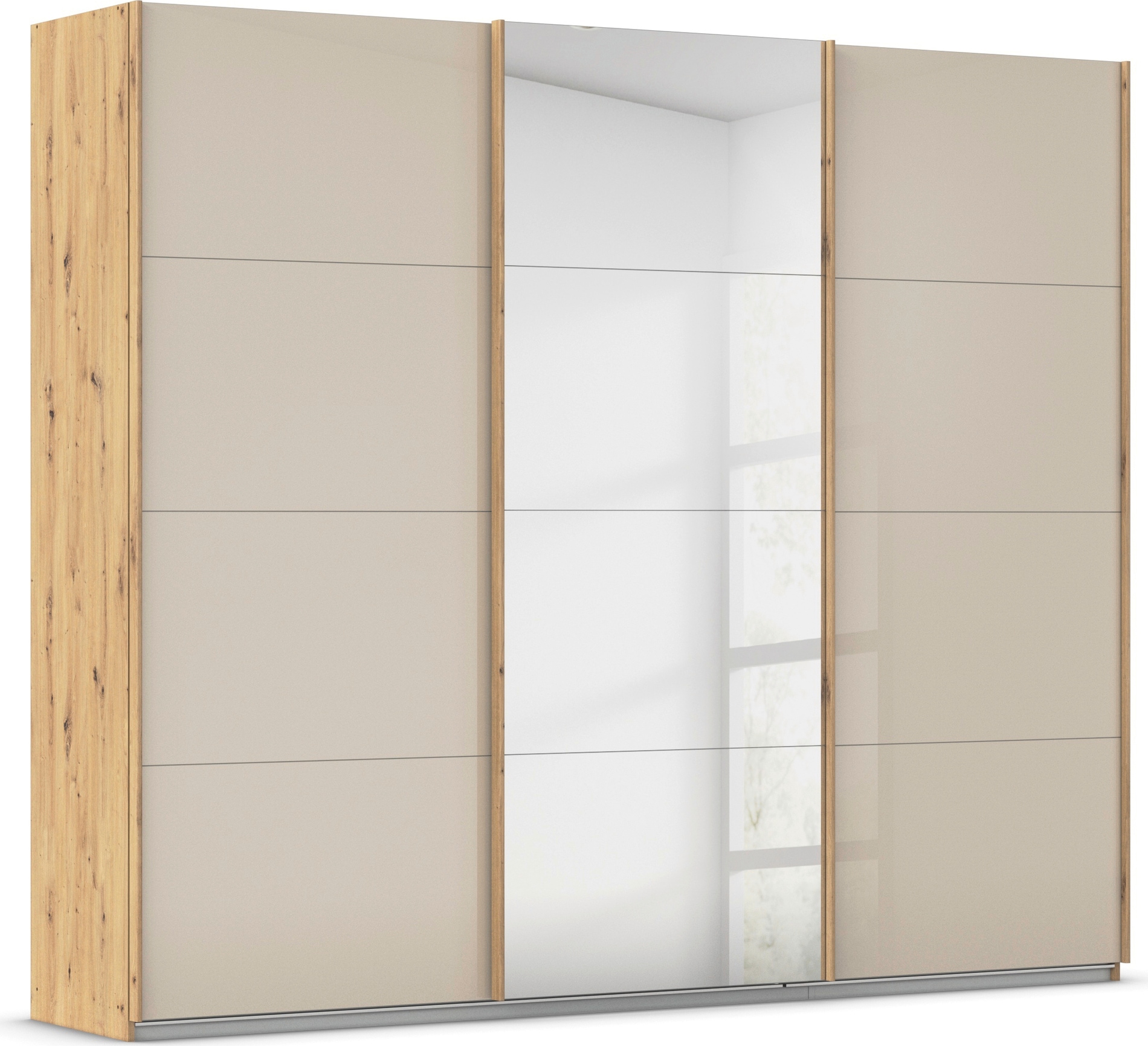 OTTO home Schwebetürenschrank "Kleiderschrank Kleiderschränke Schrank Garderobe AGORDO mit Glasfront" Breiten 203/271/315/360 cm, Höhen 210/229 cm, durchdachte Innenausstattung, in 4 Breiten und 2 Höhen MADE IN GERMANY