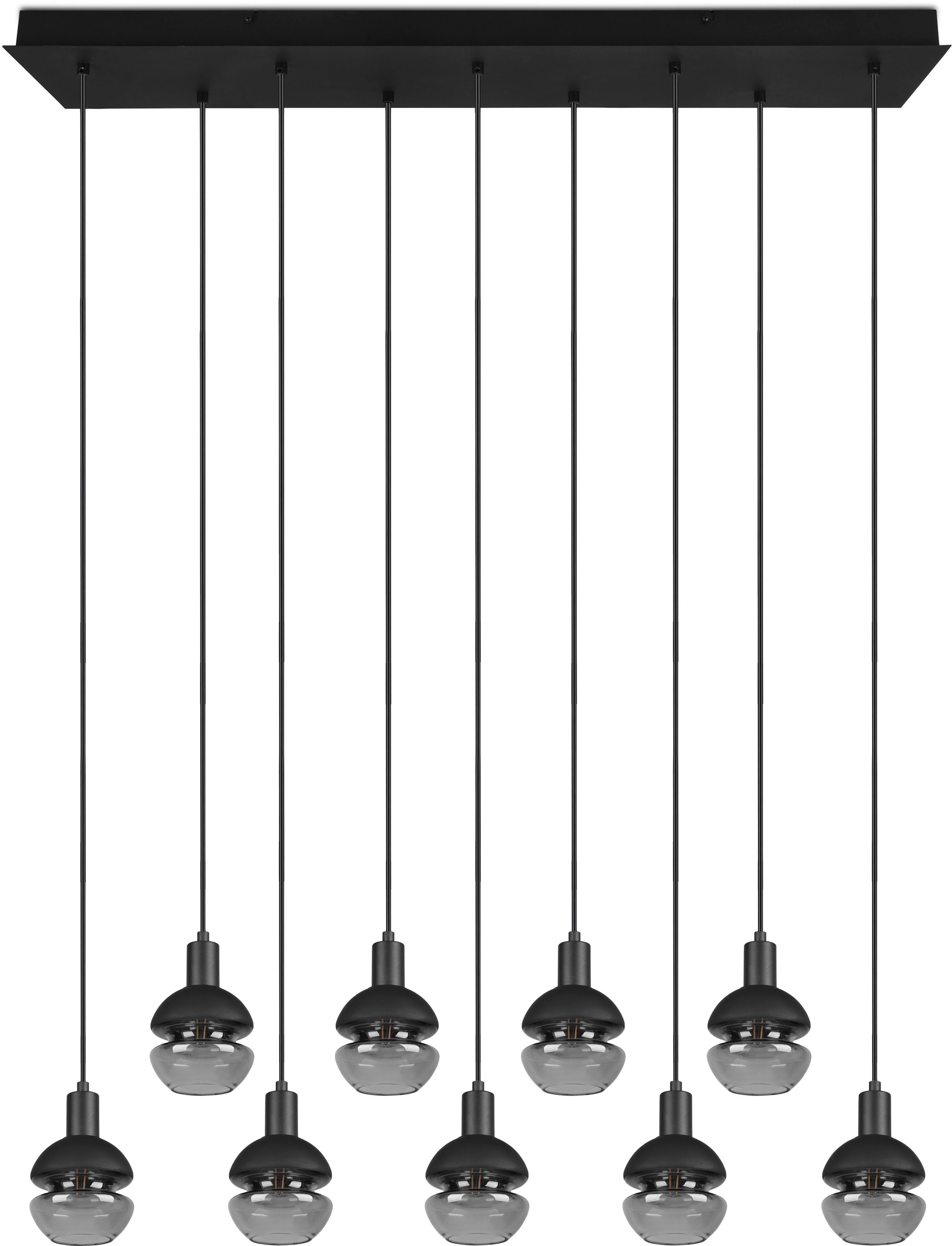 TRIO Leuchten Pendelleuchte »Mela«, 9 flammig, Leuchtmittel E14 | ohne Leuchtmittel, Hängelampe 5-flammig Glasschirm, exkl 9xE14 max 25W höhenverstellbar