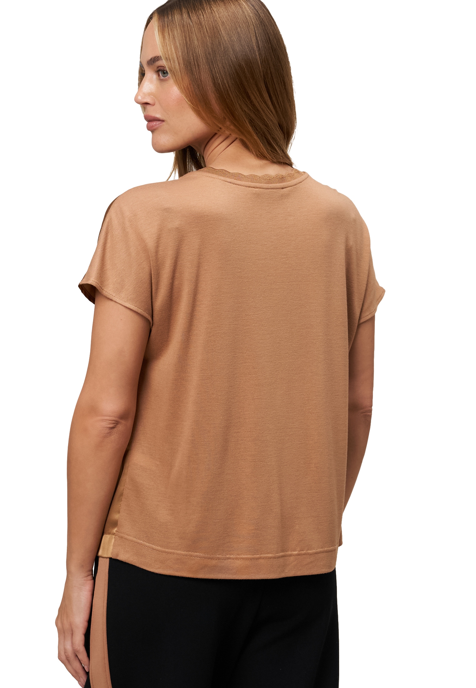 Zero Kurzarmshirt »zero Satinshirt mit Wellensaum«, (1 tlg.), drapiert /gerafft