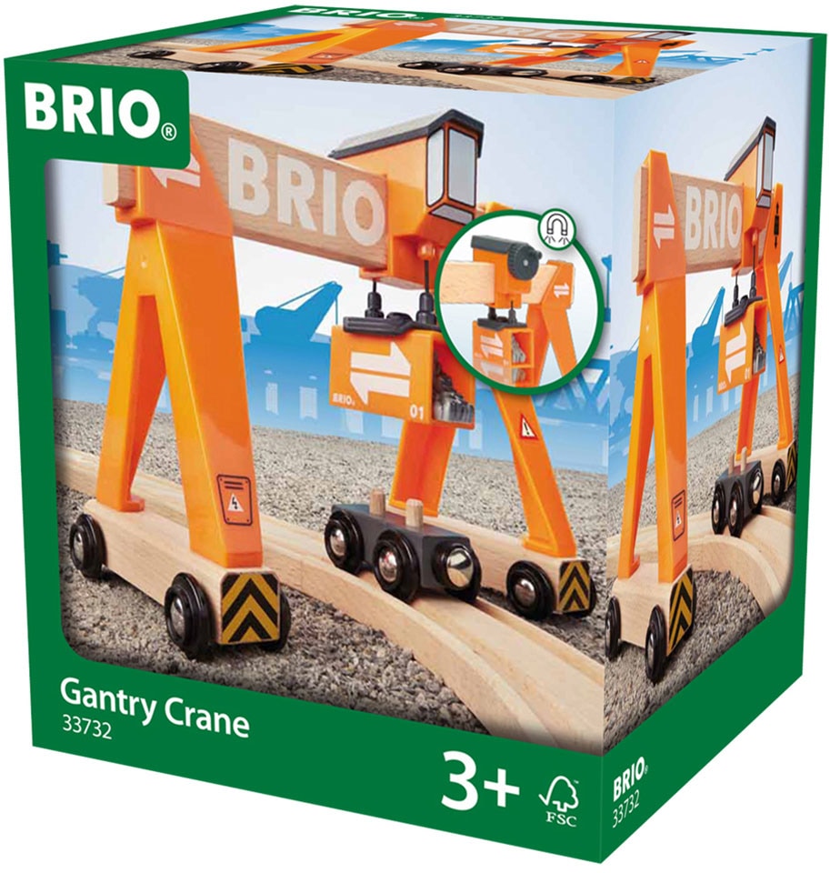 BRIO® Spielzeugeisenbahn-Erweiterung »BRIO® WORLD, Container-Verladekran«, FSC®- schützt Wald - weltweit