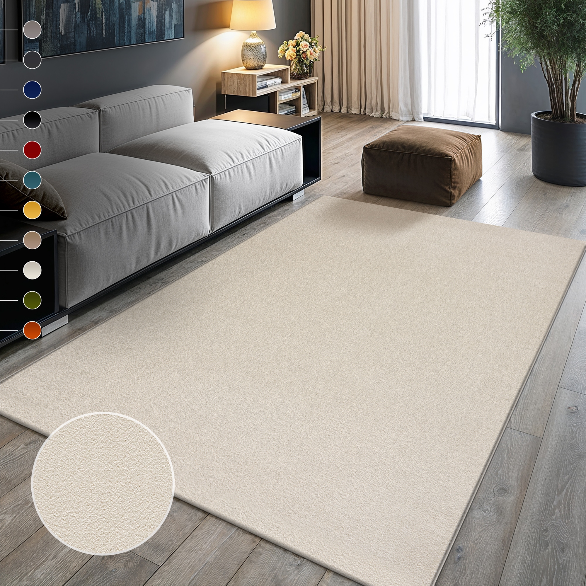 Sanat Teppich "UNI, auch als Läufer und Rund" rechteckig 13 mm Höhe robuster Kurzflorteppich, große Farbauswahl, Wohnzimmer, alle Räume