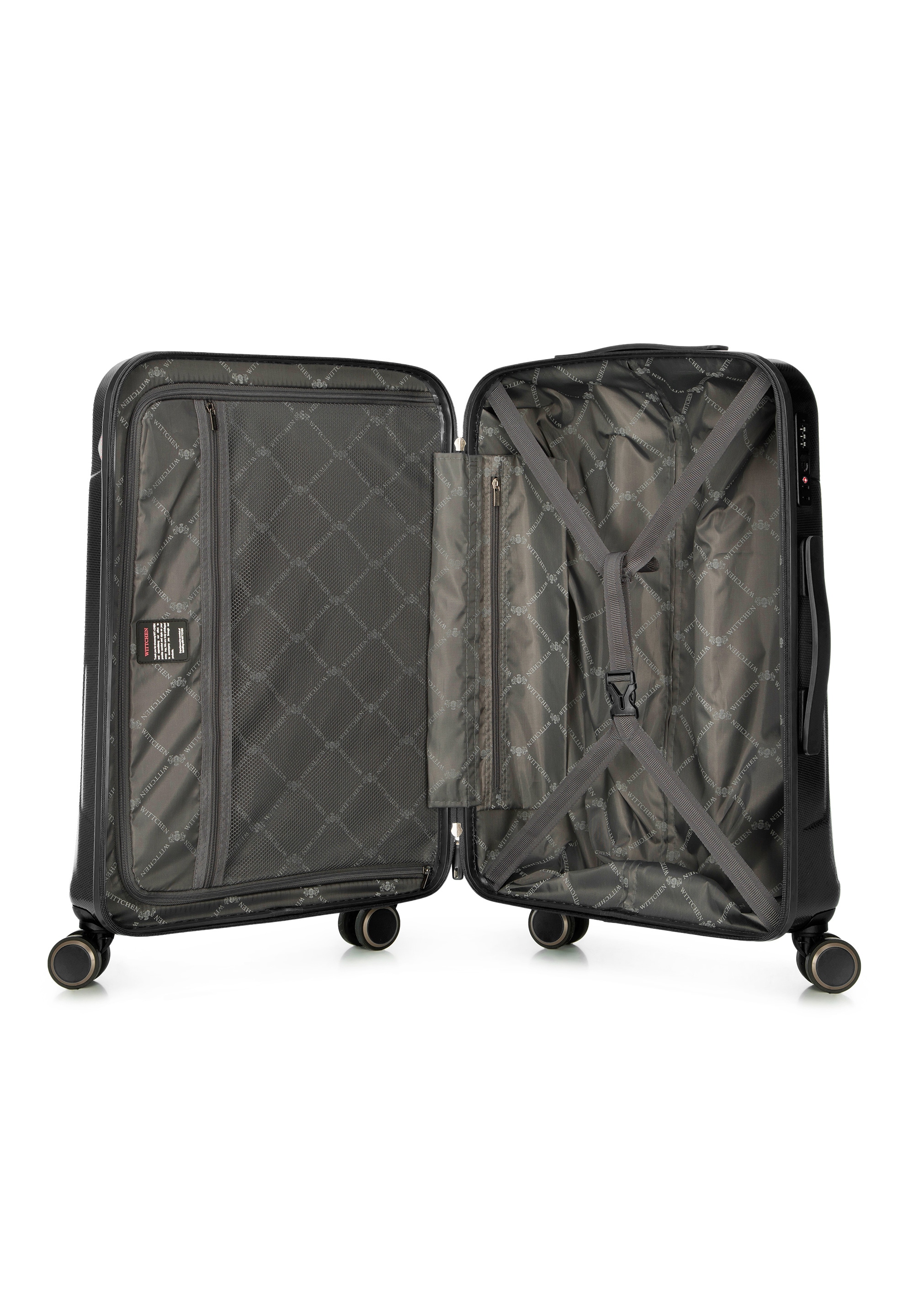 WITTCHEN Koffer »EXPLORER LINE«, (nein), 4 Rollen, Medium Black Geometric Polycarbonate Suitcase / WITTCHEN
