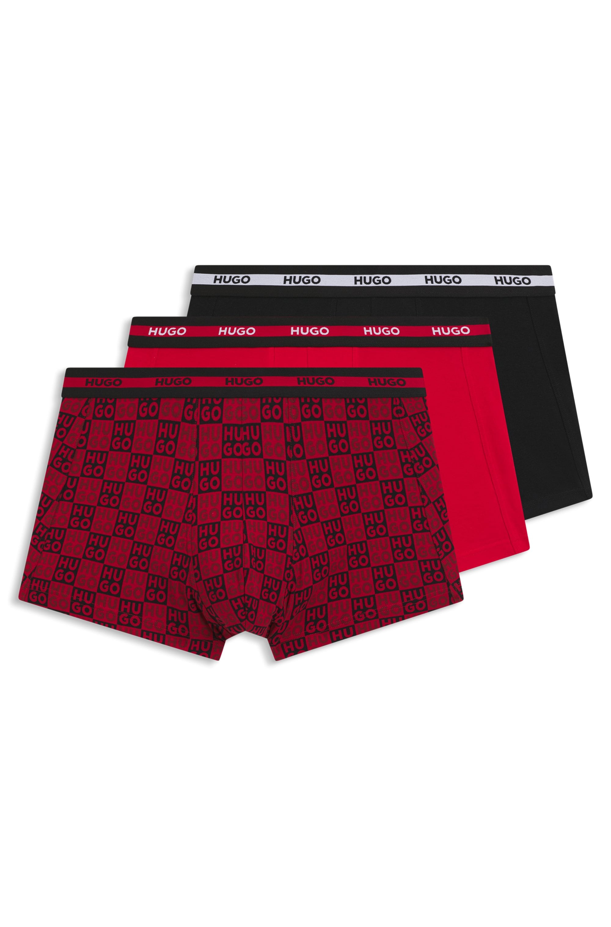 HUGO Underwear Trunk Packung, 3 Stk. aus Stretch-Baumwolle mit Logo am Bund günstig online kaufen