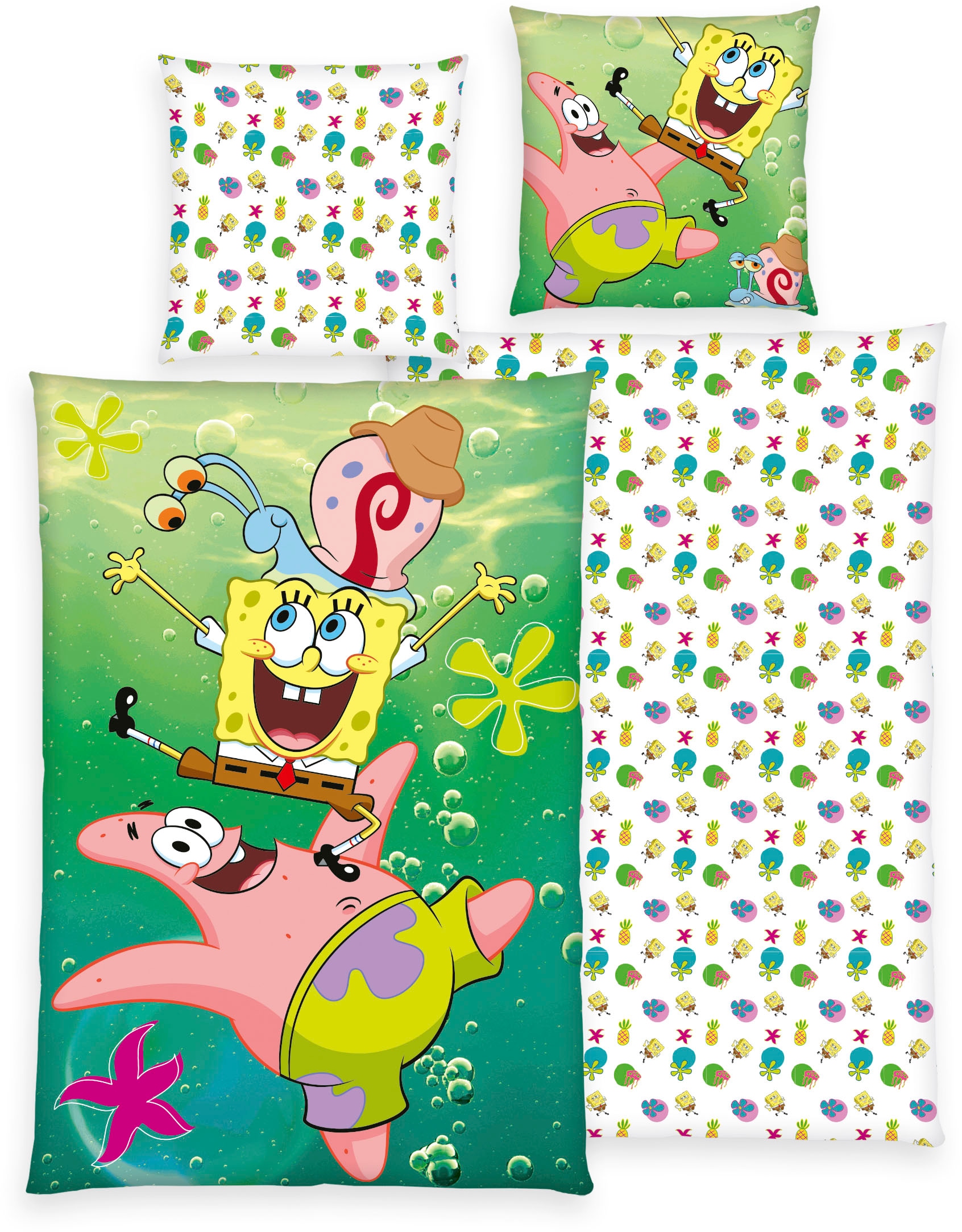 Bettwäsche SPONGE BOB, bunt, Renforcé, Obermaterial: 100% Baumwolle, Bettwäsche, "Sponge Bob", Wendebettwäsche