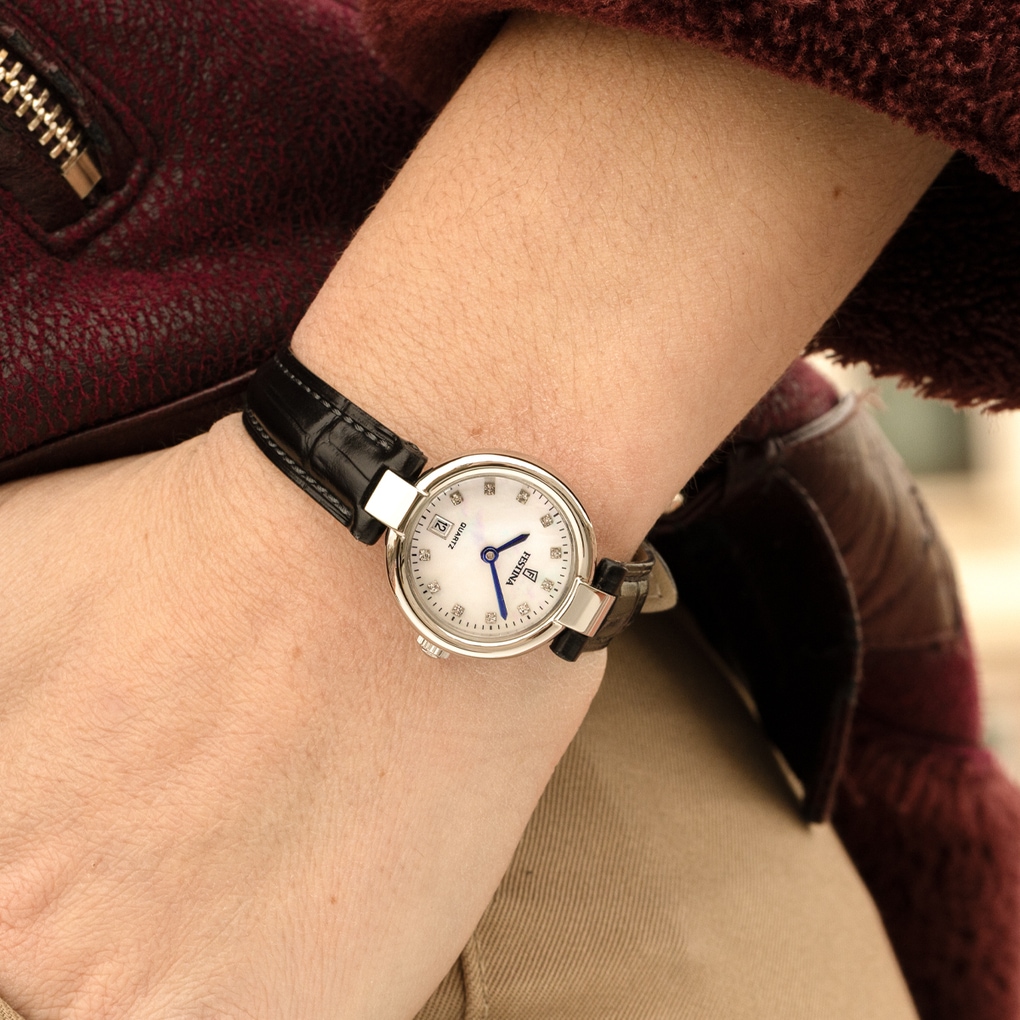 Festina Quarzuhr »Mademoiselle« Armbanduhr, Damenuhr, Lederarmband, analog, Tag