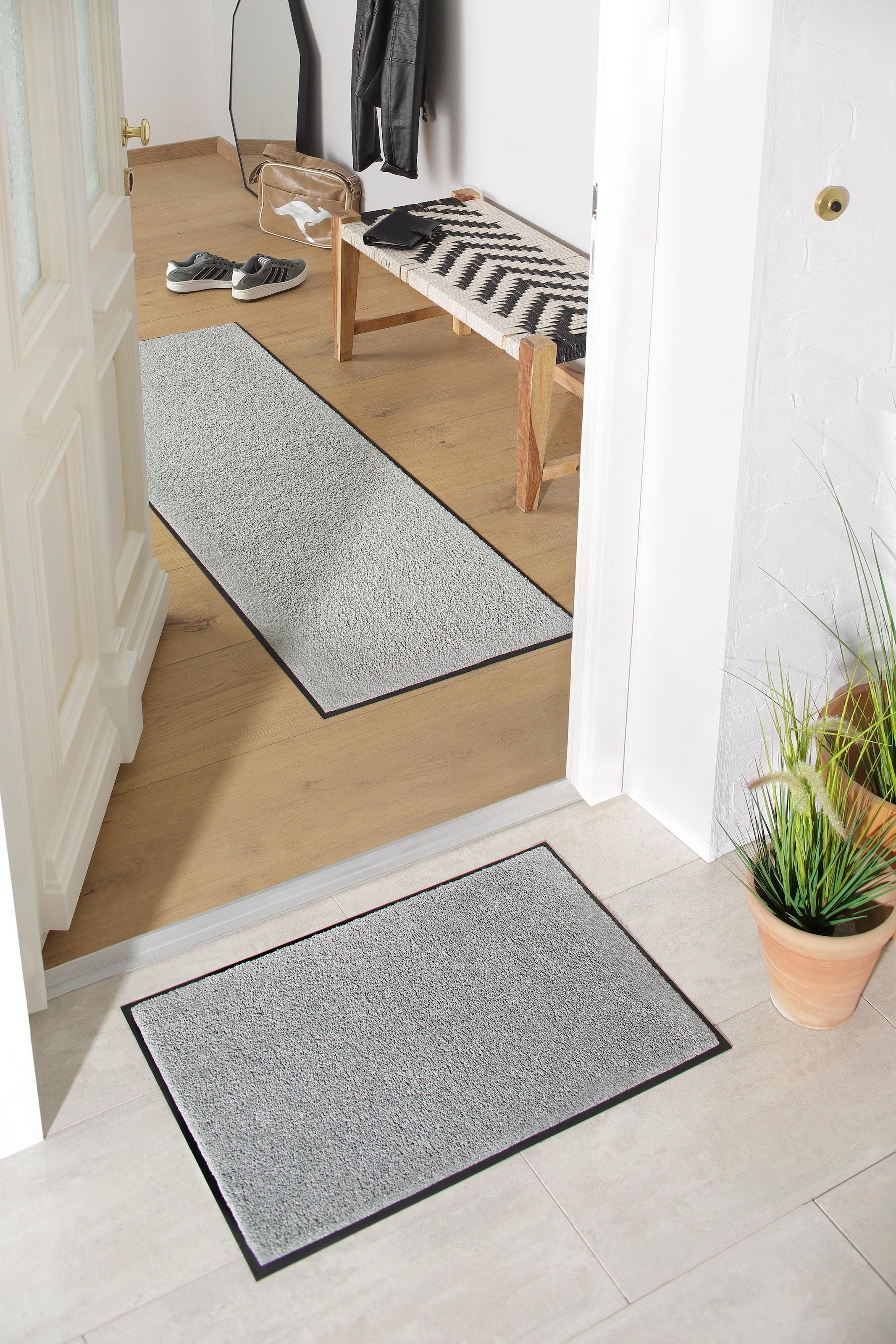 andas Fußmatte waschbar rechteckig, Schmutzfangmatte, | und In- BAUR Outdoor-Teppich, Uni-Farben, »Lavea«