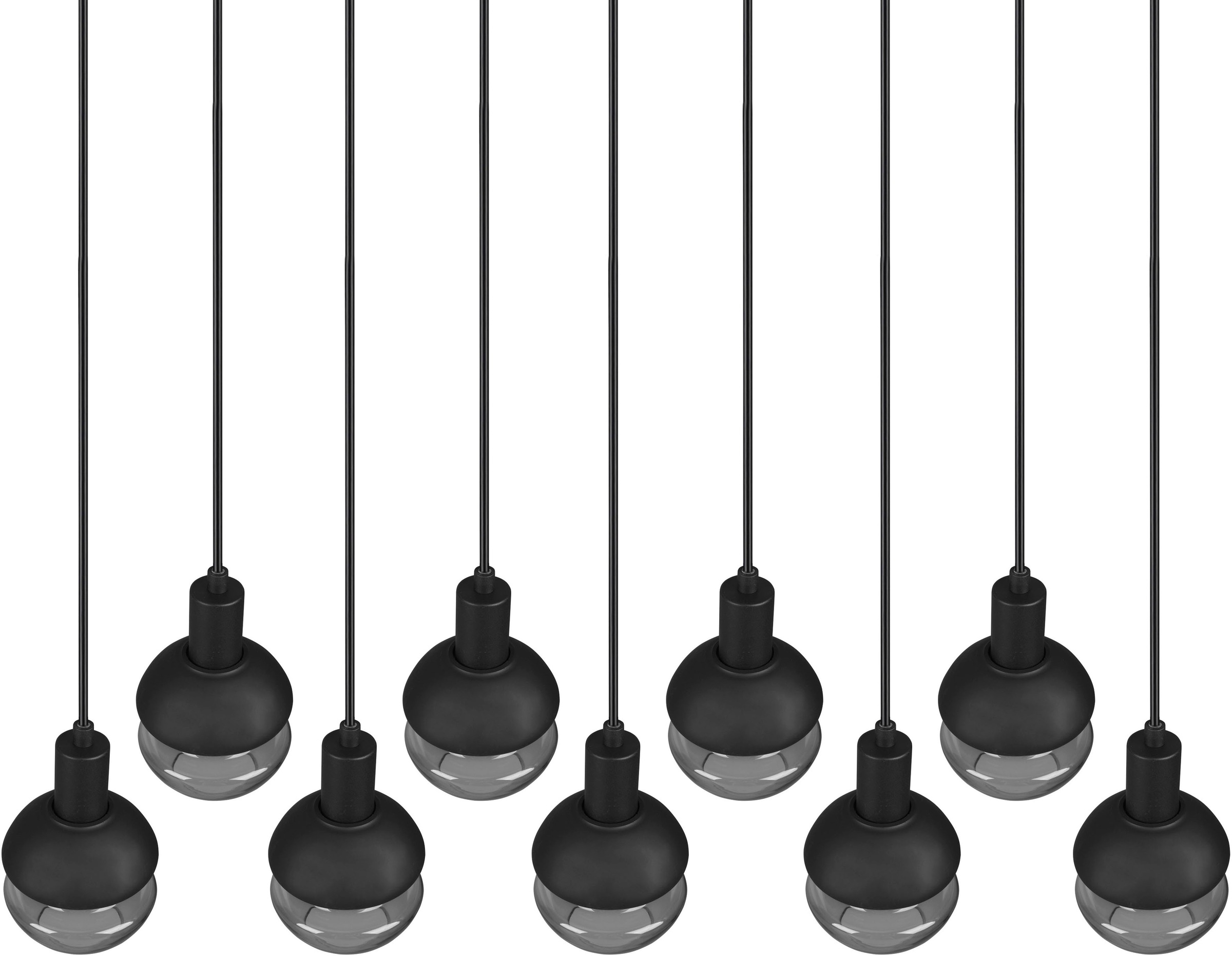 TRIO Leuchten Pendelleuchte »Mela«, 9 flammig, Leuchtmittel E14 | ohne Leuchtmittel, Hängelampe 5-flammig Glasschirm, exkl 9xE14 max 25W höhenverstellbar