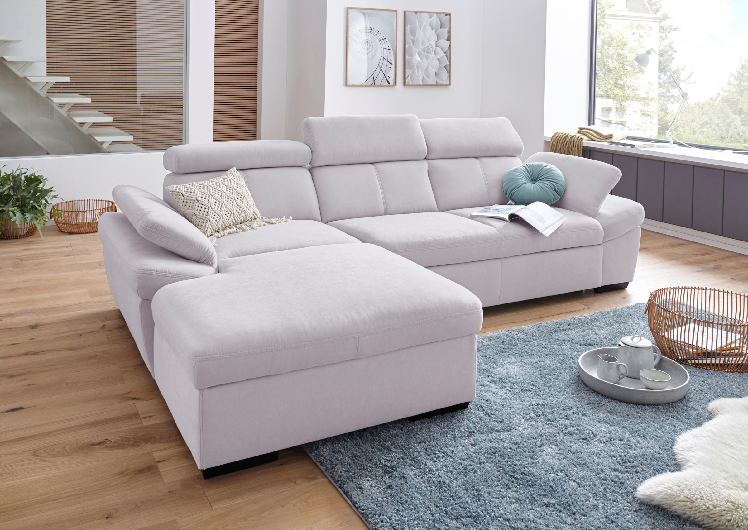 exxpo - sofa fashion Ecksofa »Salerno L-Form« ir Kopf- ir A...