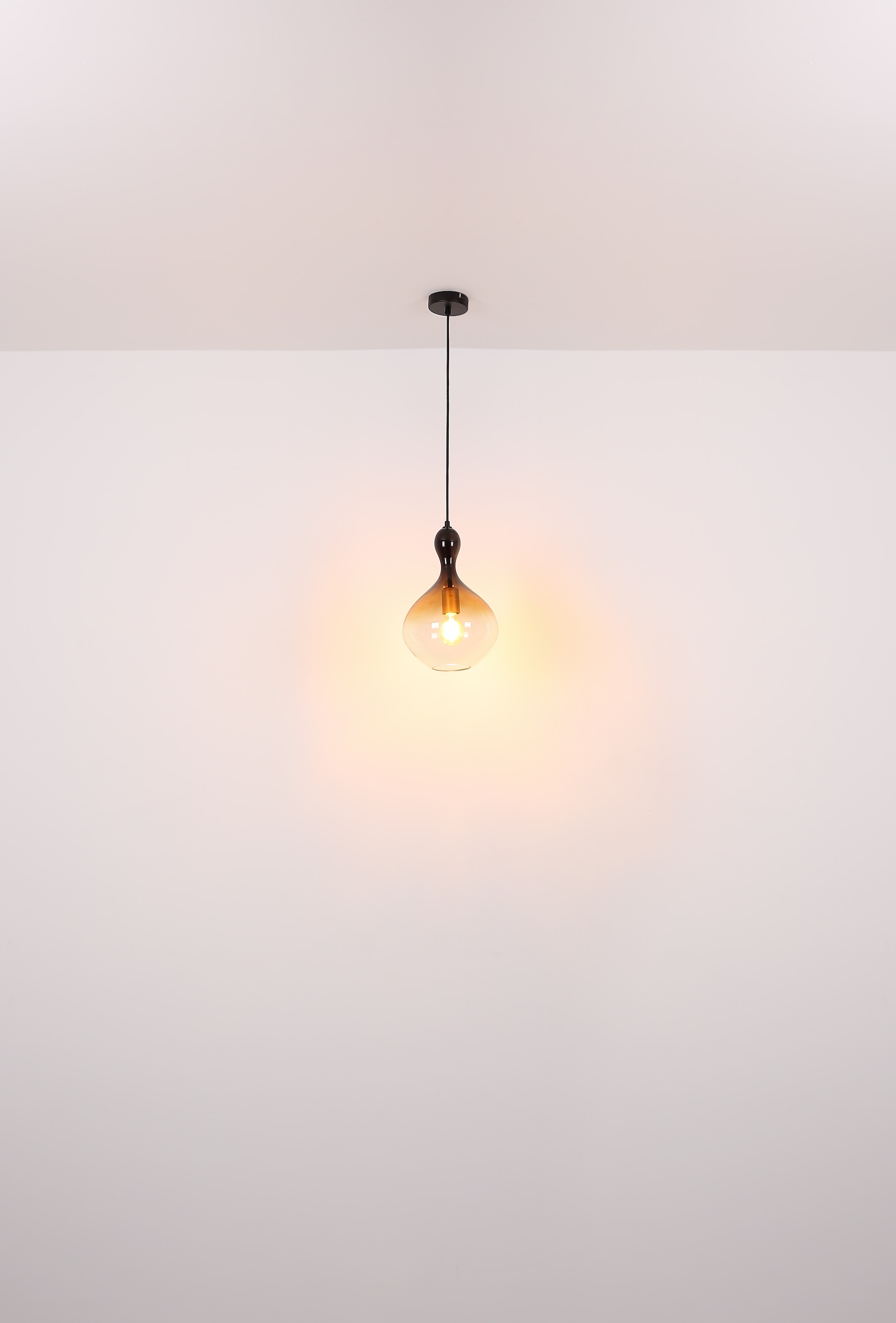 GLOBO LIGHTING Hängeleuchte »ALADDIN«, Leuchtmittel E27 | ohne Leuchtmittel, Hängelampe/Pendelleuchte/goldfb./Glas rauchfarben/amber/Höhe kürzbar