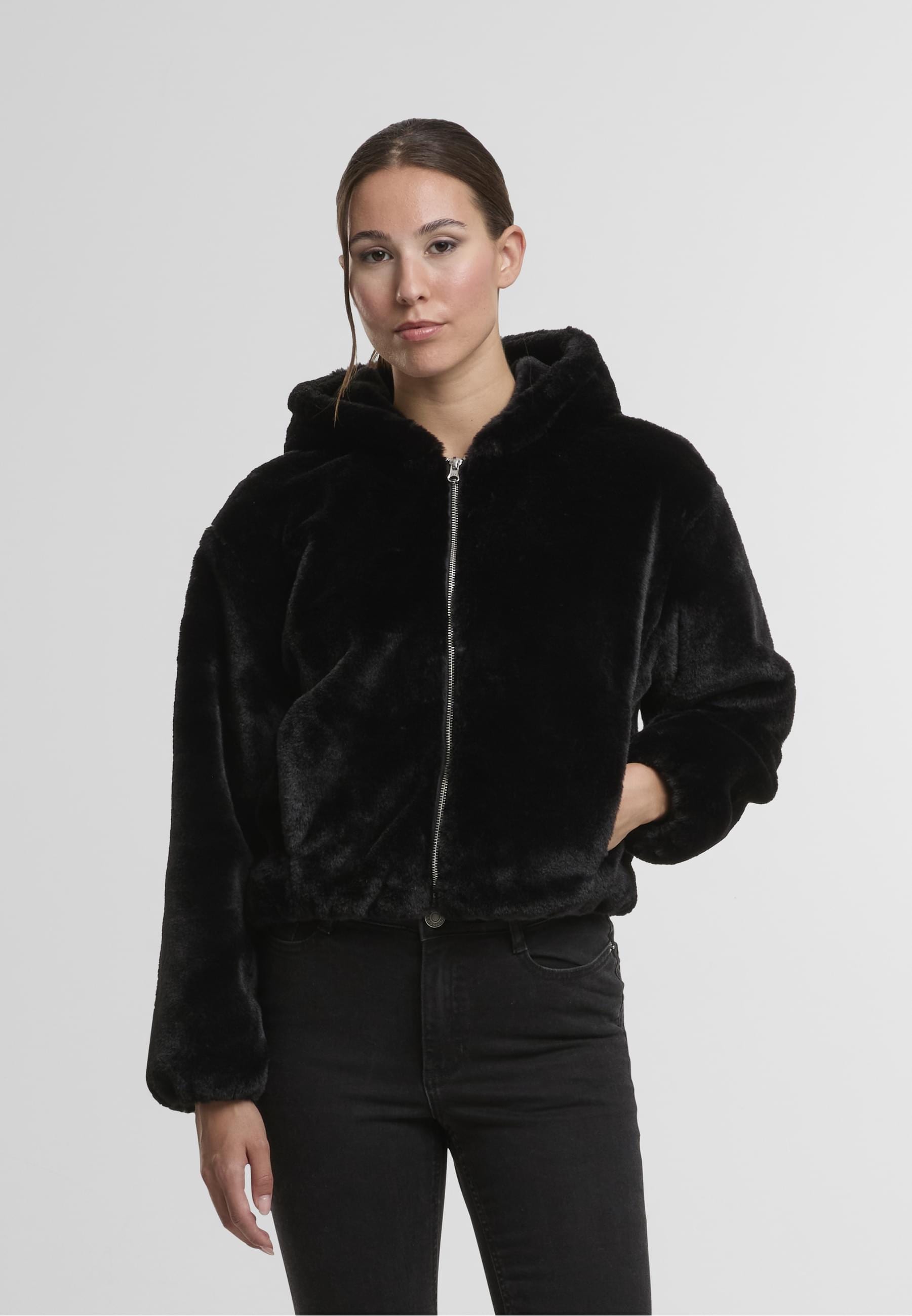 URBAN CLASSICS Sweatjacke »Urban Classics Ladies Full Zip Faux Fur Hoodie«