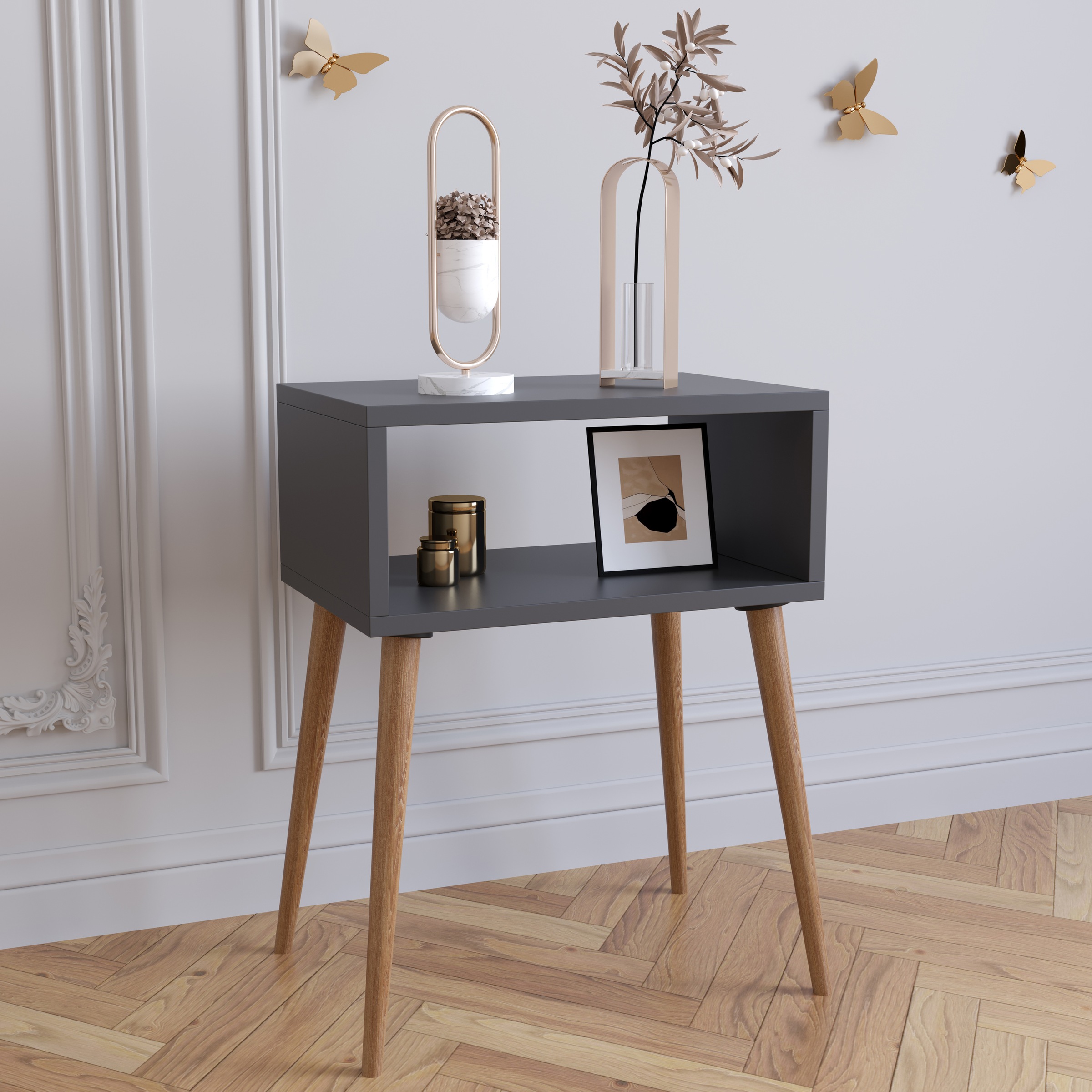 Thumbnail - VCM Nachttisch "Holz Retro Nachttisch Beistelltisch Singol M" 1 Stk. tlg.