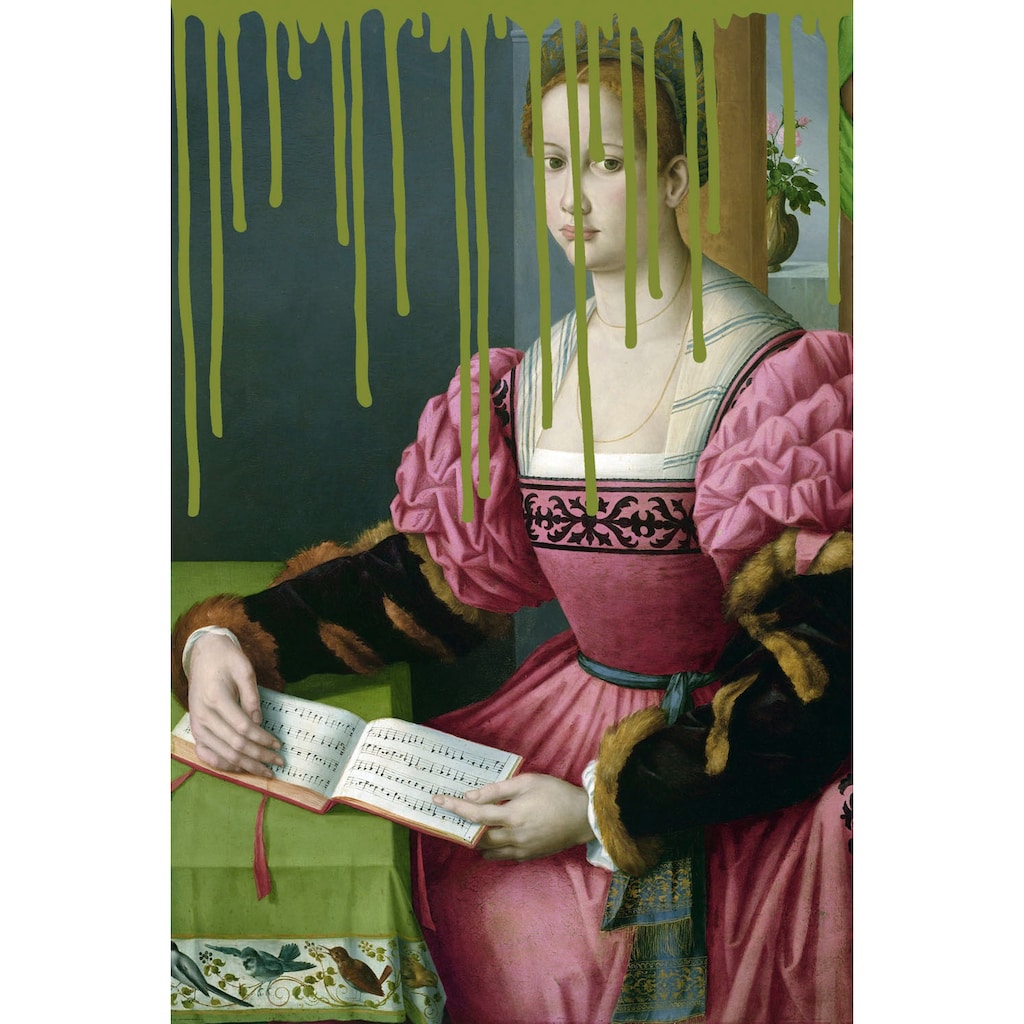 queence Acrylglasbild »Frau mit Buch«
