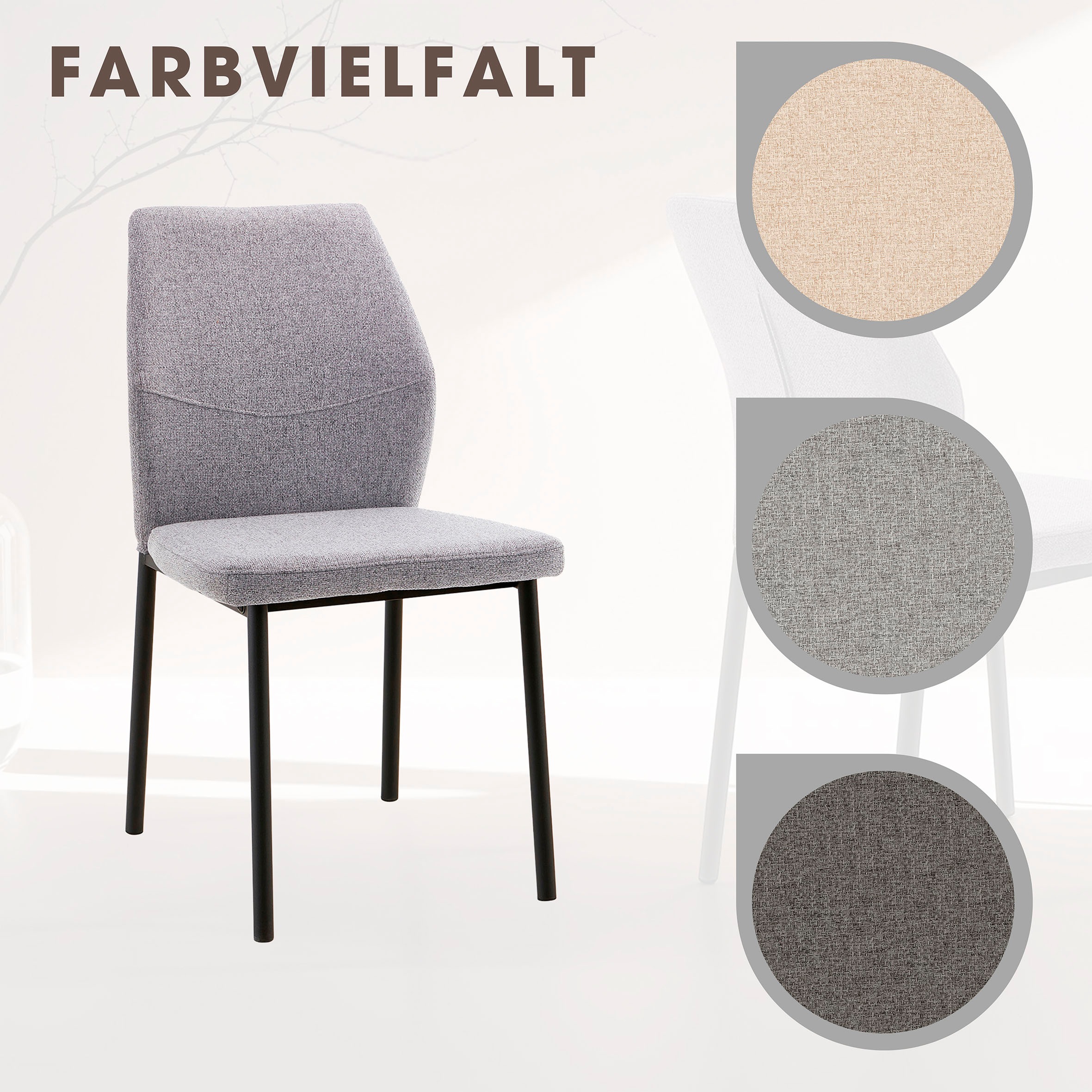 OTTO home Esszimmerstuhl »Lumos«, (Set), 2 St., Webstoff, Webstoff in vielen Farben erhältlich mit stabilem Metalluntergestell