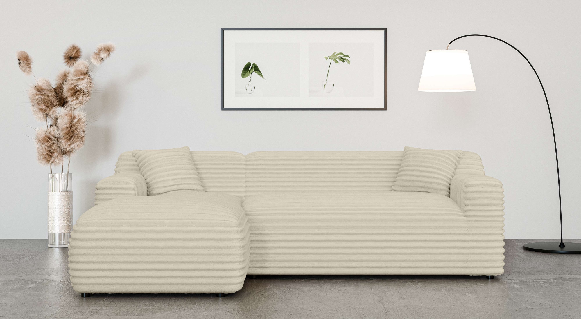 Home affaire Ecksofa »LILLIANA Designsofa, L-Form mit Recamiere rechts/links bestellbar«, L-Form mit Wellenunterfederung, Maße B/T/H: 256/160/76 cm