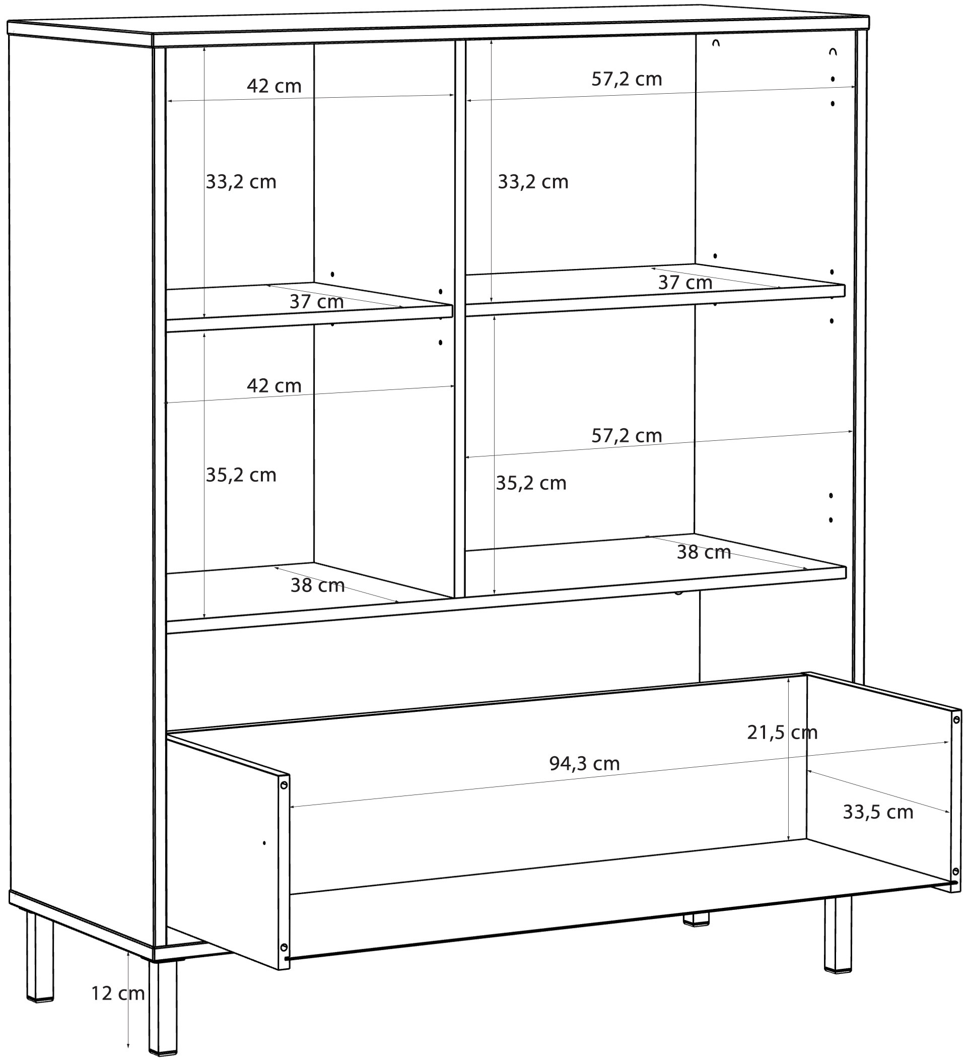 FORTE Hochkommode »Milles Jugendzimmer« Trendiges Dekor, Vollauszug, B/H/T 105,9/124,8/41,5