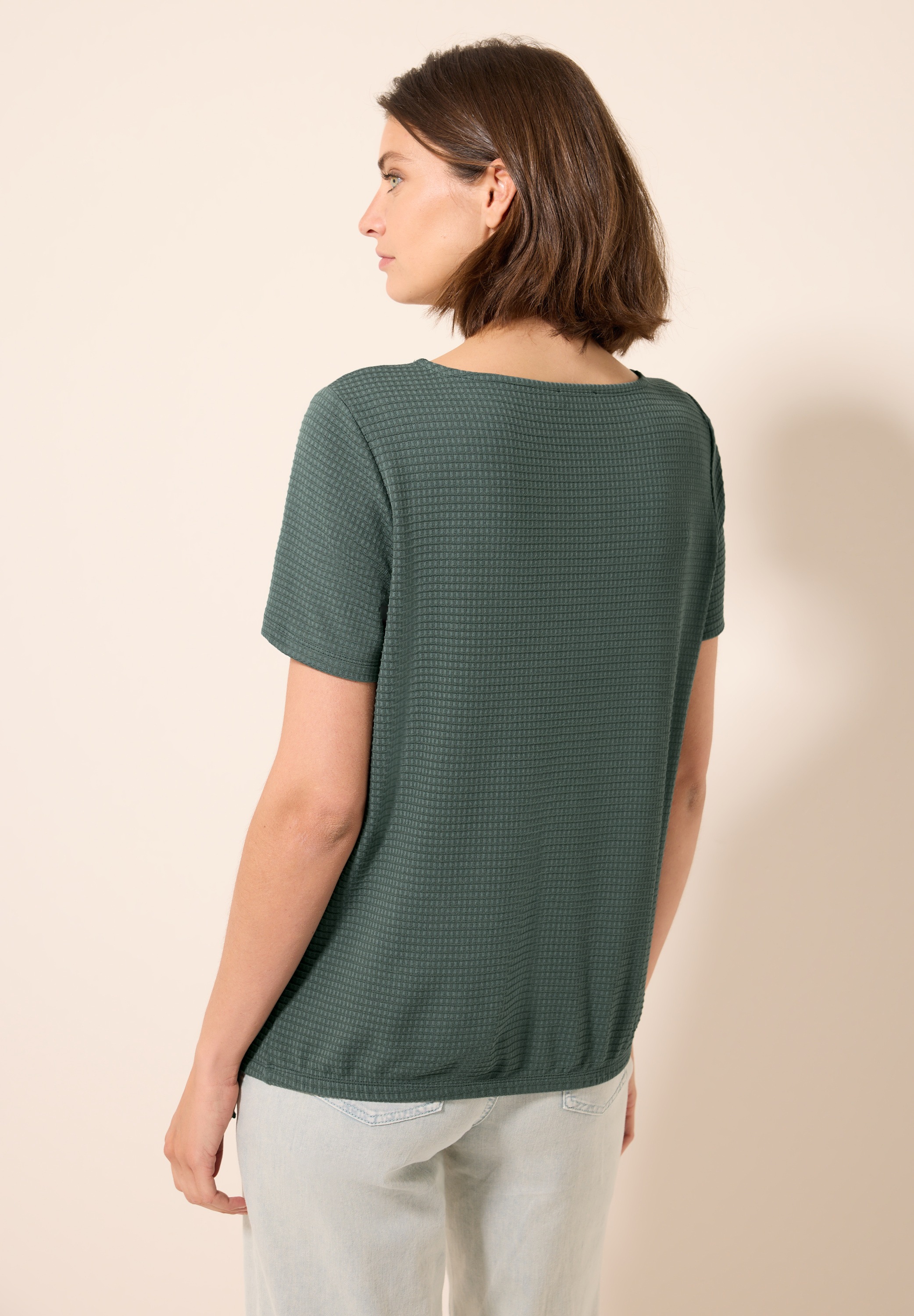 Cecil T-Shirt mit Materialmix günstig online kaufen