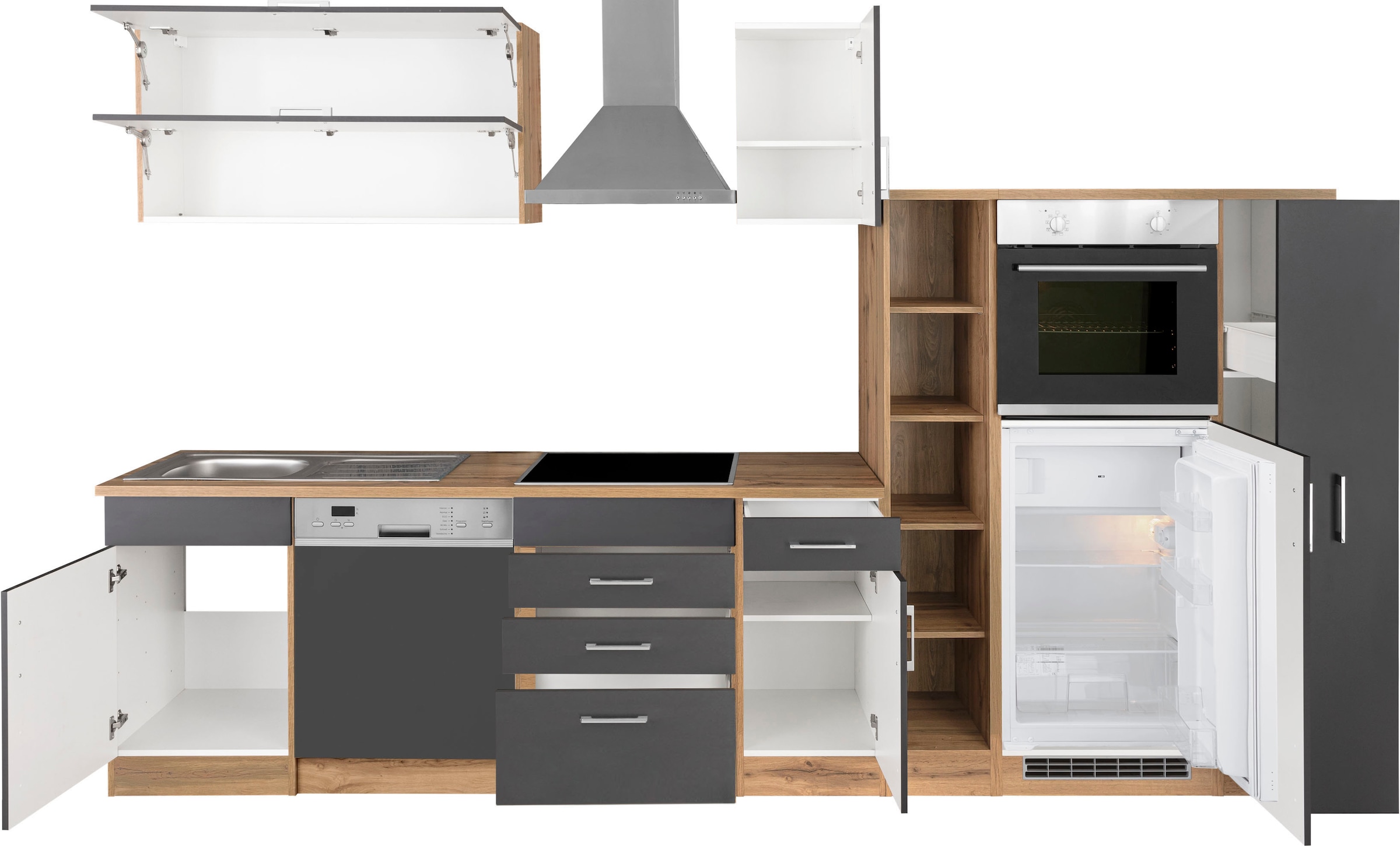 KOCHSTATION Küchenzeile »KS-Colmar«, mit E-Geräten, Breite 330 cm