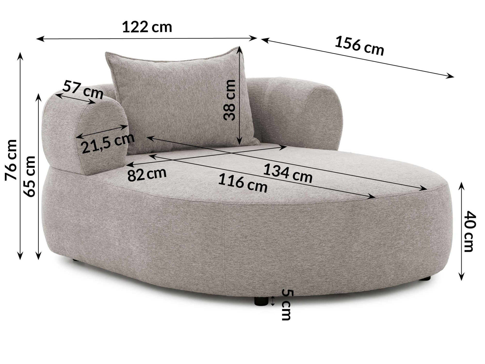 Home affaire XXL-Sessel »LUSSAC Loveseat extra tief, große Sitzfläche, Maße B/T/H: 123/158/78cm« hoher Sitzkomfort und modernes Design, Sofa ohne Bettfunktion