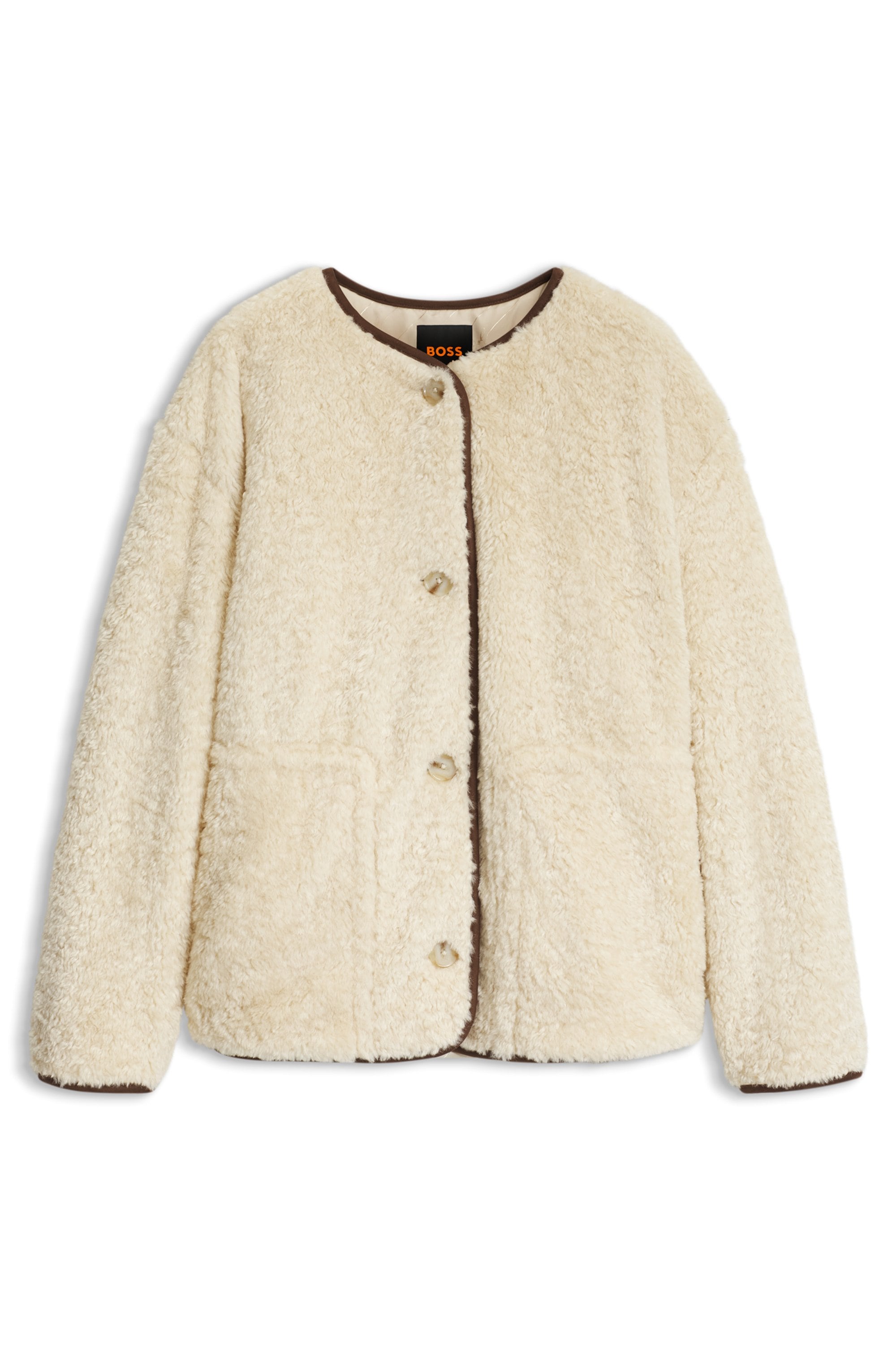 BOSS ORANGE Plüschjacke "Cody Premium Damenmode" aus softem Teddy-Gewebe, Relaxed Fit