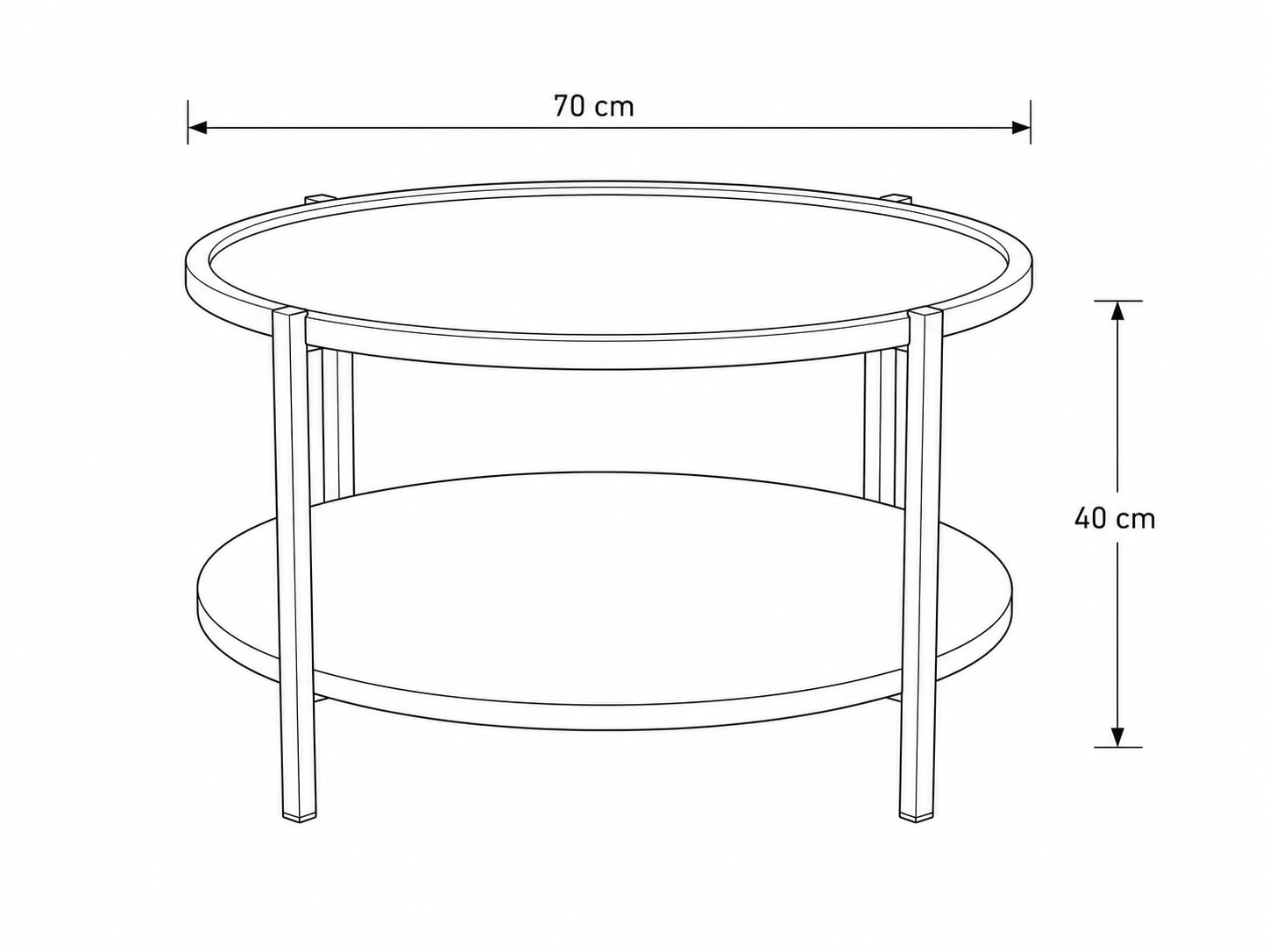OTTO home Couchtisch »Odense, Wohnzimmertisch, Sofatisch, Beistelltisch, Kaffeetisch« Wildeiche geölt Natur/Smoke, rund (Ø 70 cm), Metallgestell