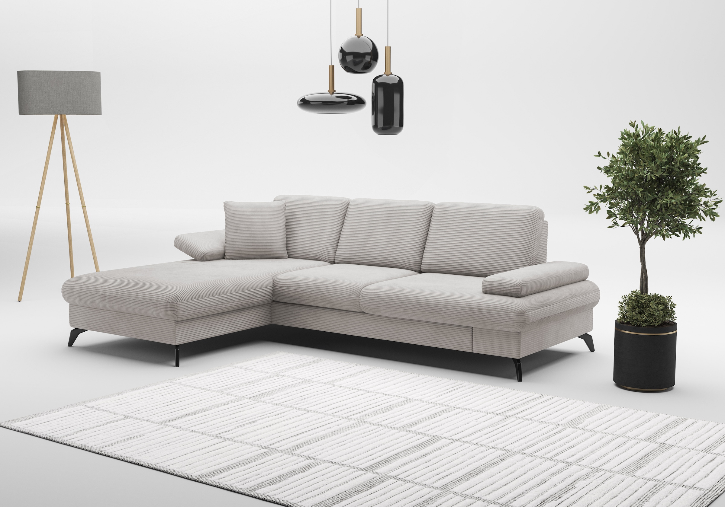 sit&more Ecksofa »Morris Jubi L-Form«, inkl. Armteilfunktion und 1 Zierkissen, wahlweise mit Bettfunktion