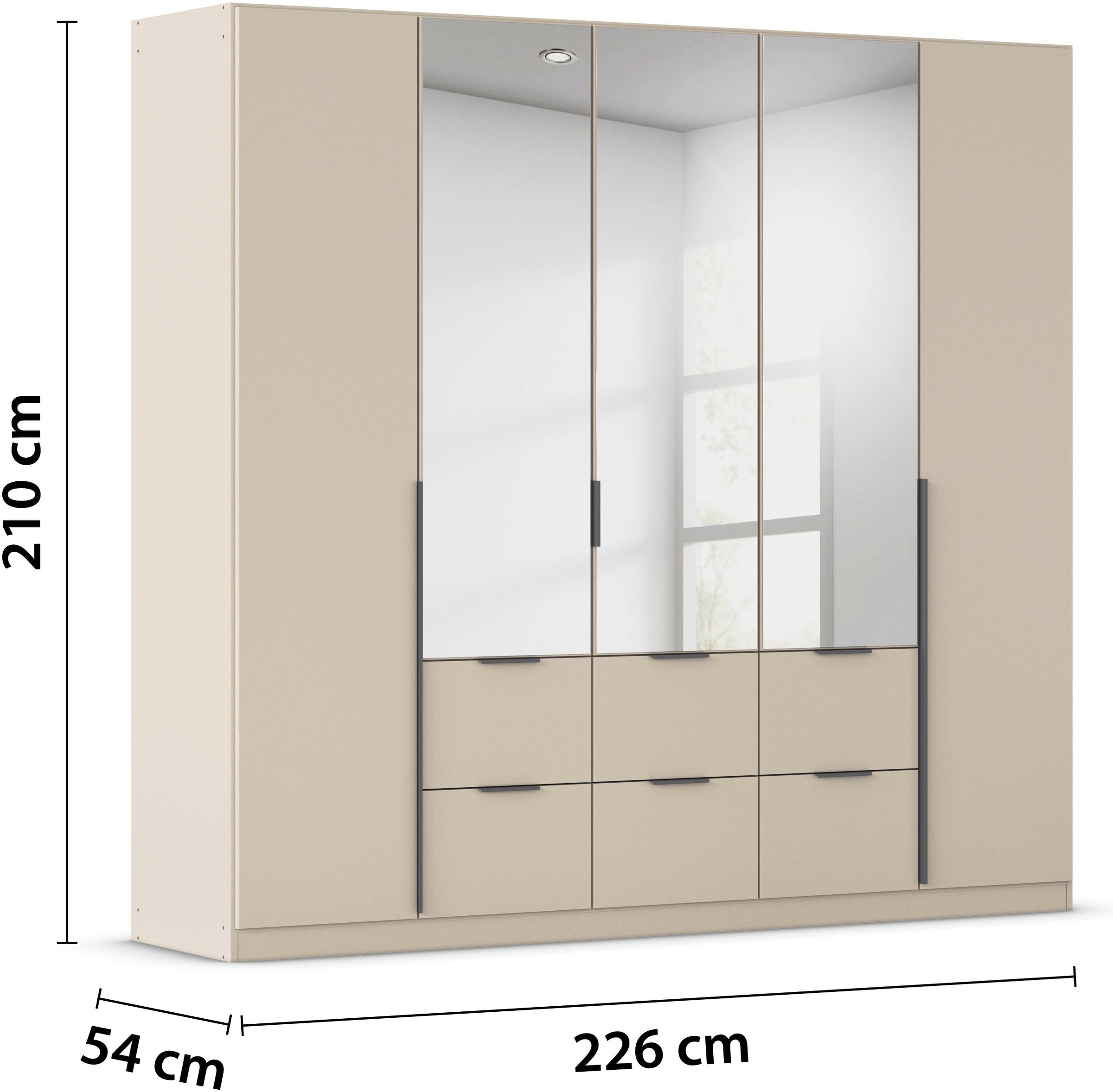 rauch Drehtürenschrank »Kleiderschrank Schrank Garderobe AGORDO mit Dekor- oder Hochglanzfront«, (in zwei Griff-Farben, Breiten 91-360 cm), mit Außenschubkästen, in 7 Breiten und 2 Höhen MADE IN GERMANY