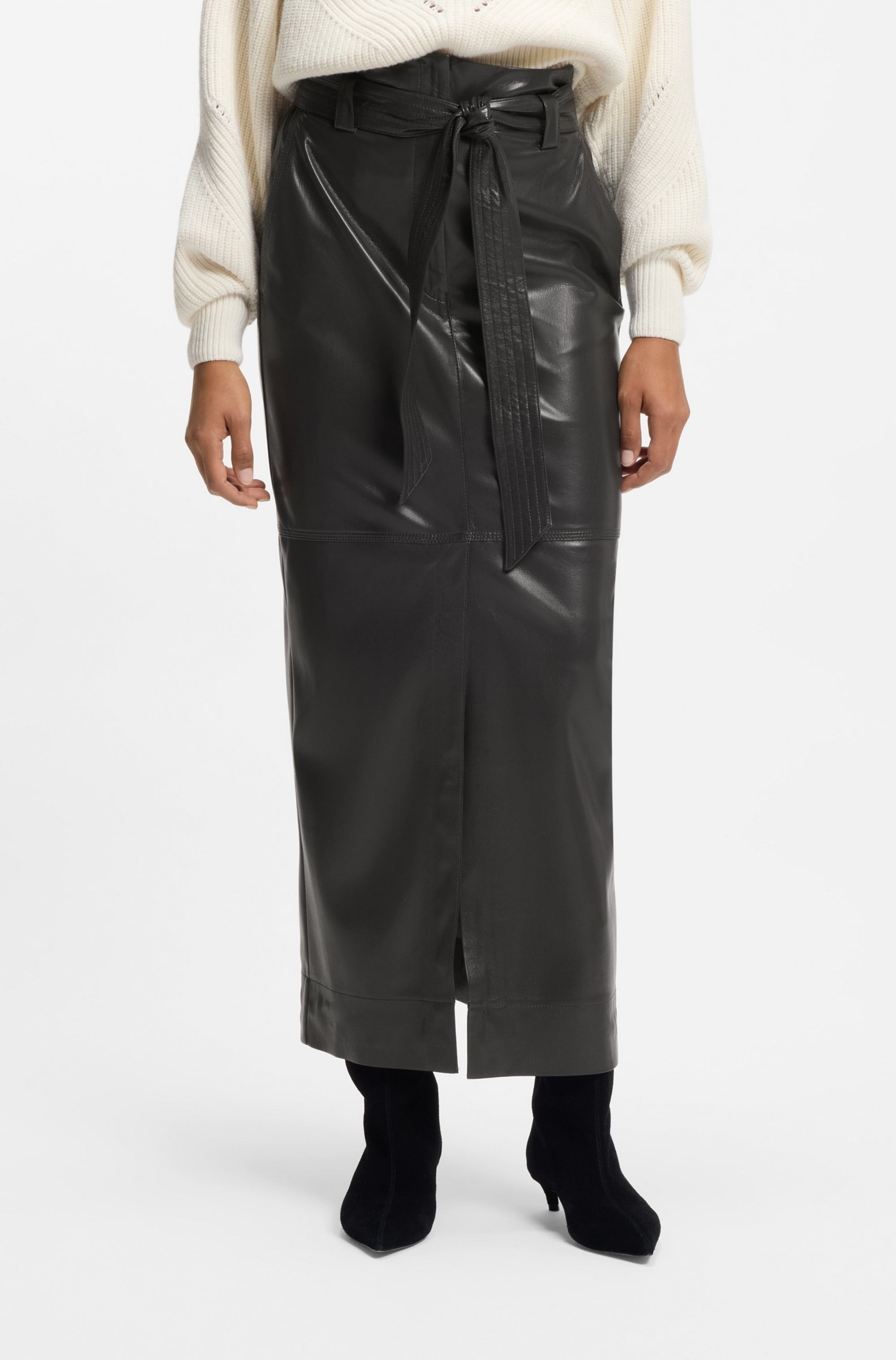 BOSS ORANGE Bleistiftrock "Vacaro Premium Damenmode" in Lederoptik, mit Gür günstig online kaufen