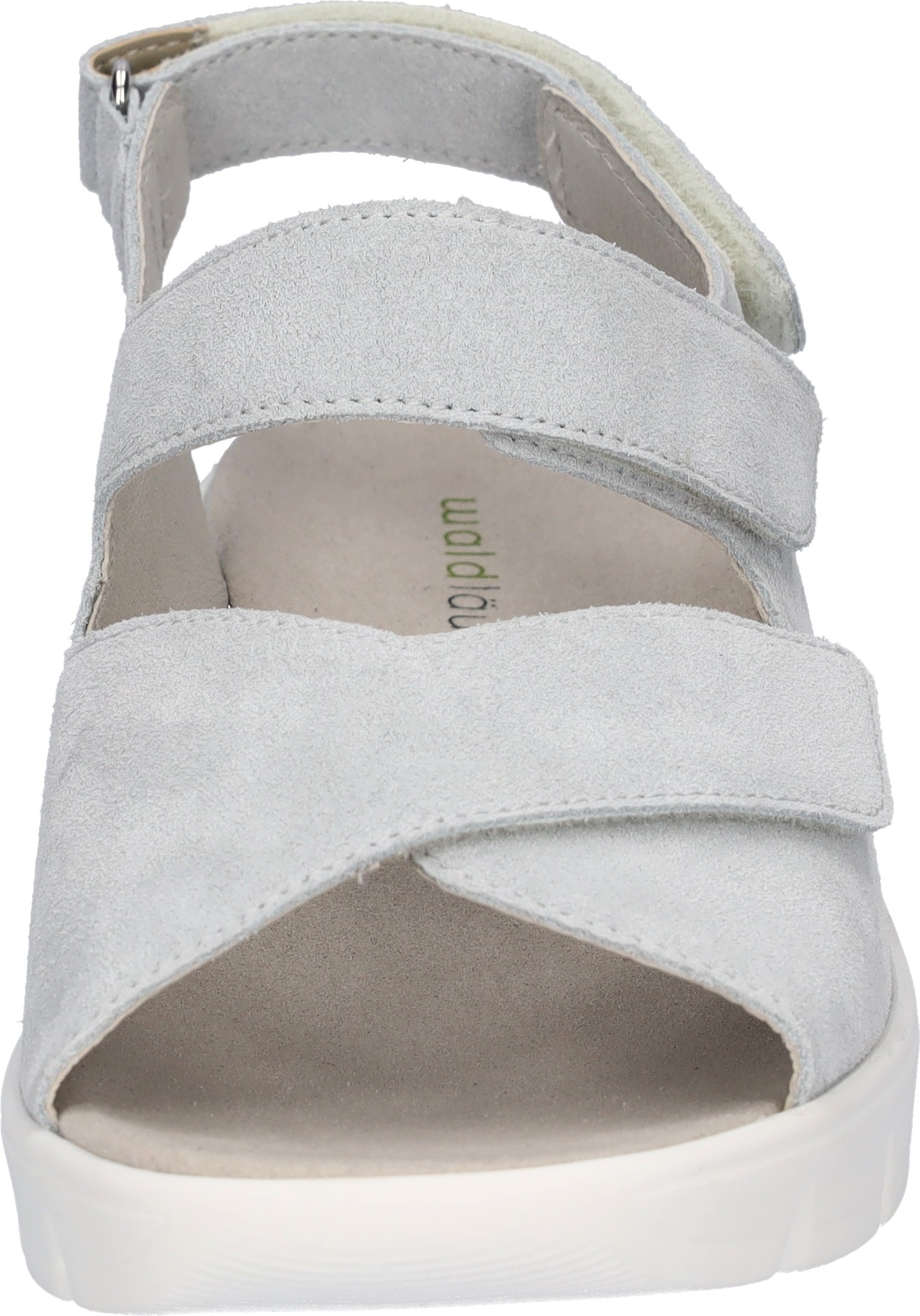Sandale WALDLÄUFER "K-ADEA", Herren, Gr. 8 (42), hellgrau, Veloursleder, unifarben, Basic, Schuhe Sandale, Keilsandalette, Sommerschuh, Bequemschuh, Klettverschlüsse, K-Weite 3