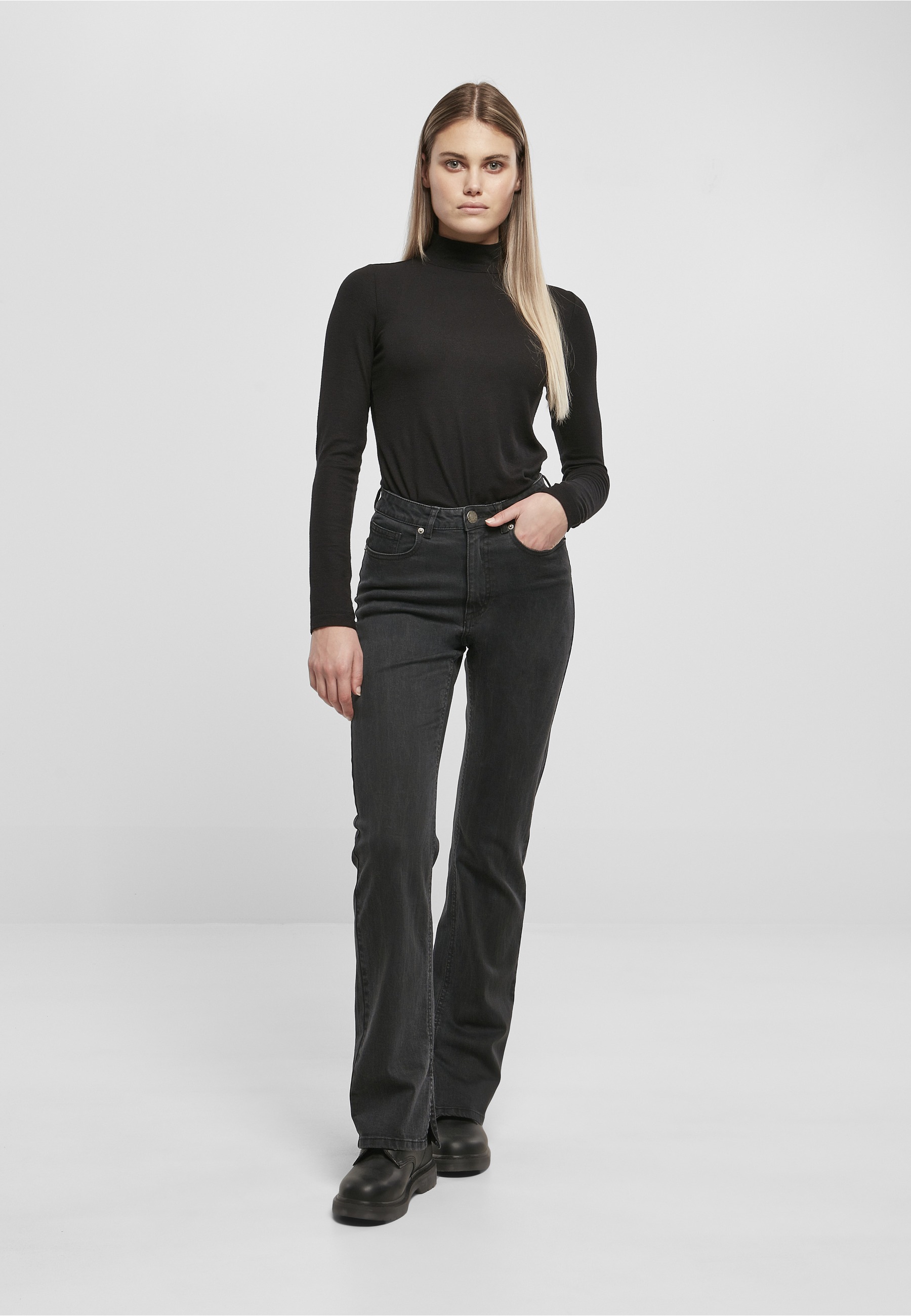 URBAN CLASSICS High-waist-Jeans »Urban Classics Damen Ladies Highwaist Straight Slit Denim Pants« 1 Stk.