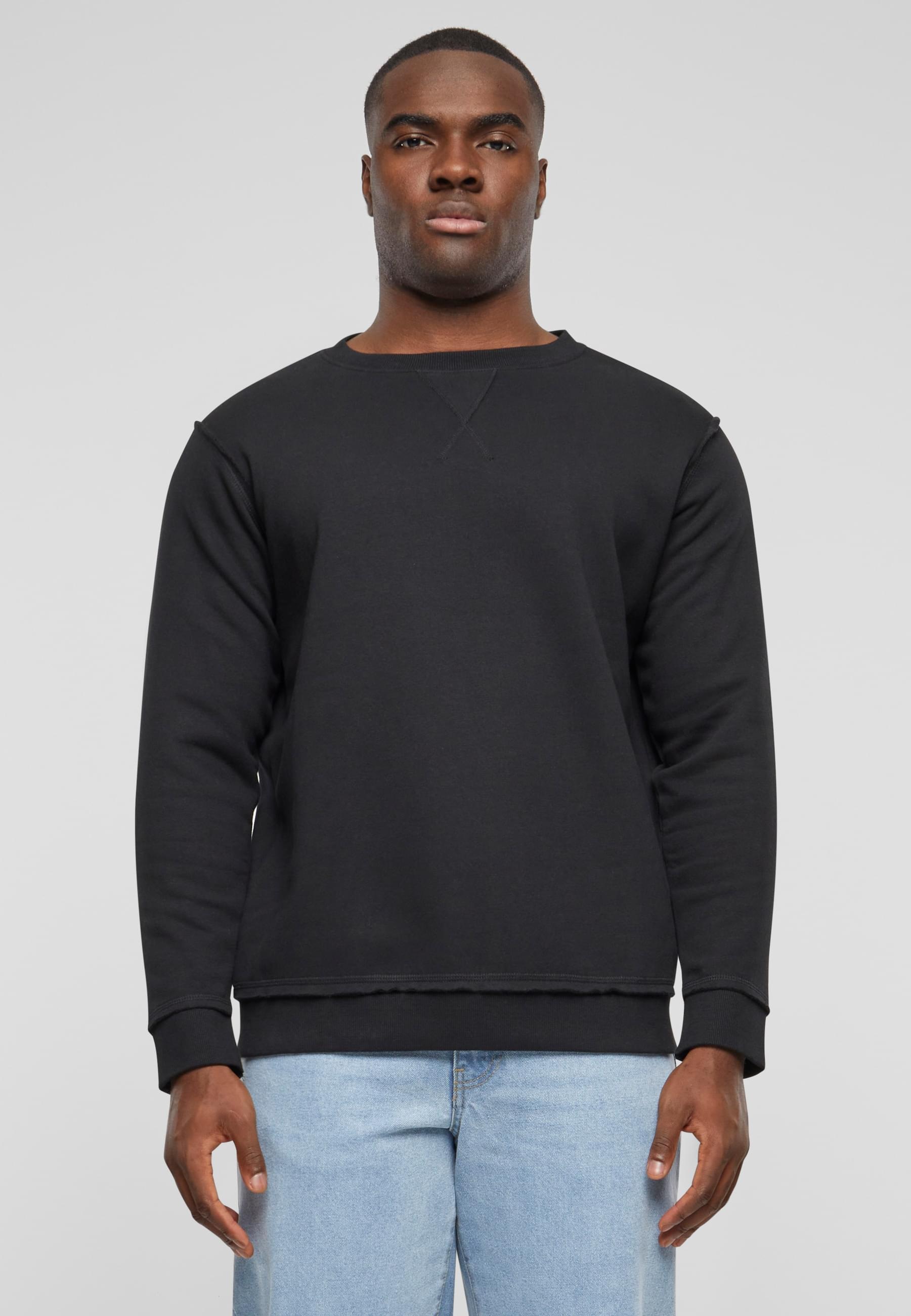 URBAN CLASSICS Rundhalspullover »Urban Classics Herren Oversized Open Edge Crew«, (1 tlg.)