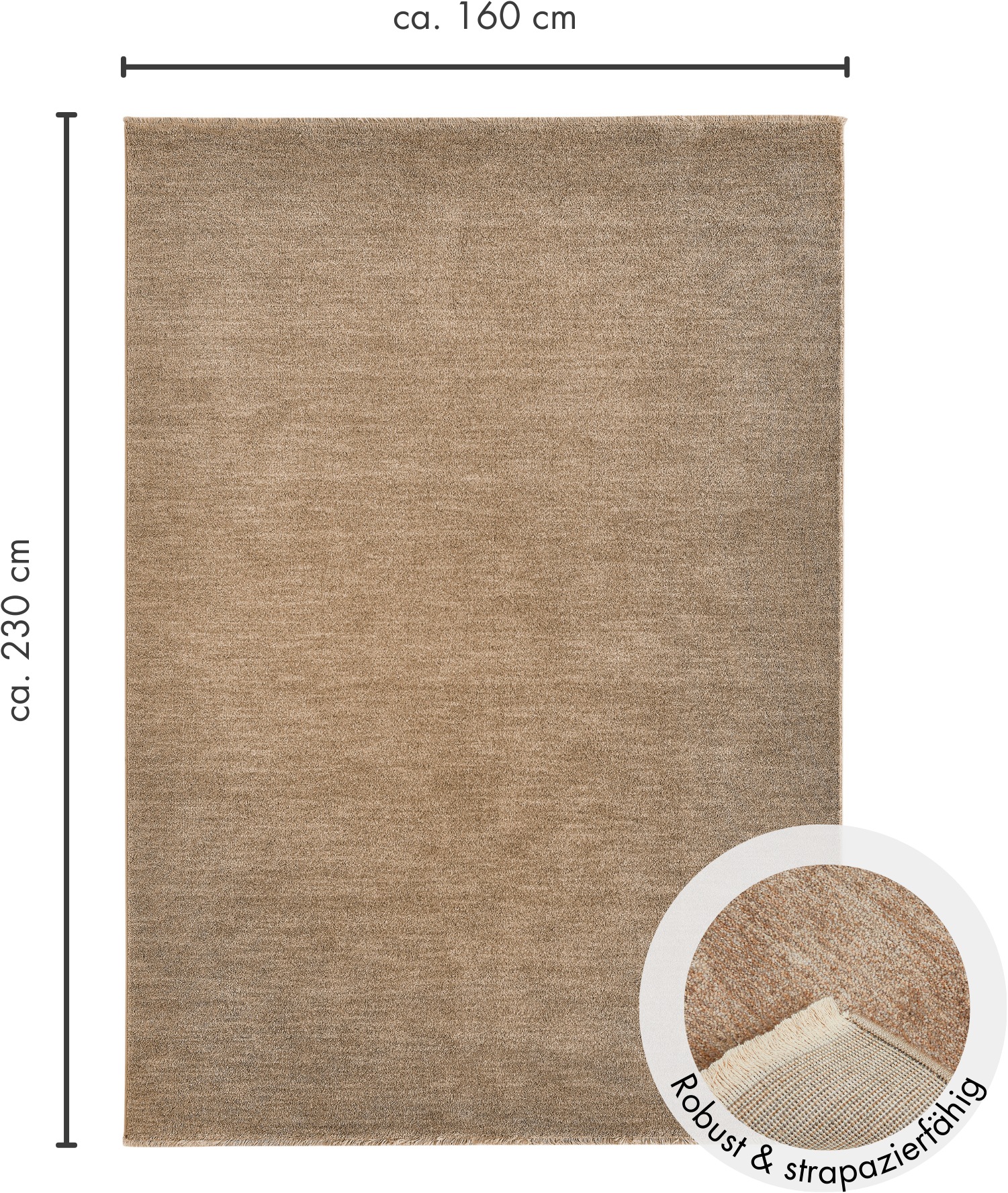 LUXOR living Teppich »Vilnius«, rechteckig, 13 mm Höhe, melierte Optik, weicher Flor, mit Fransen, Wohnzimmer