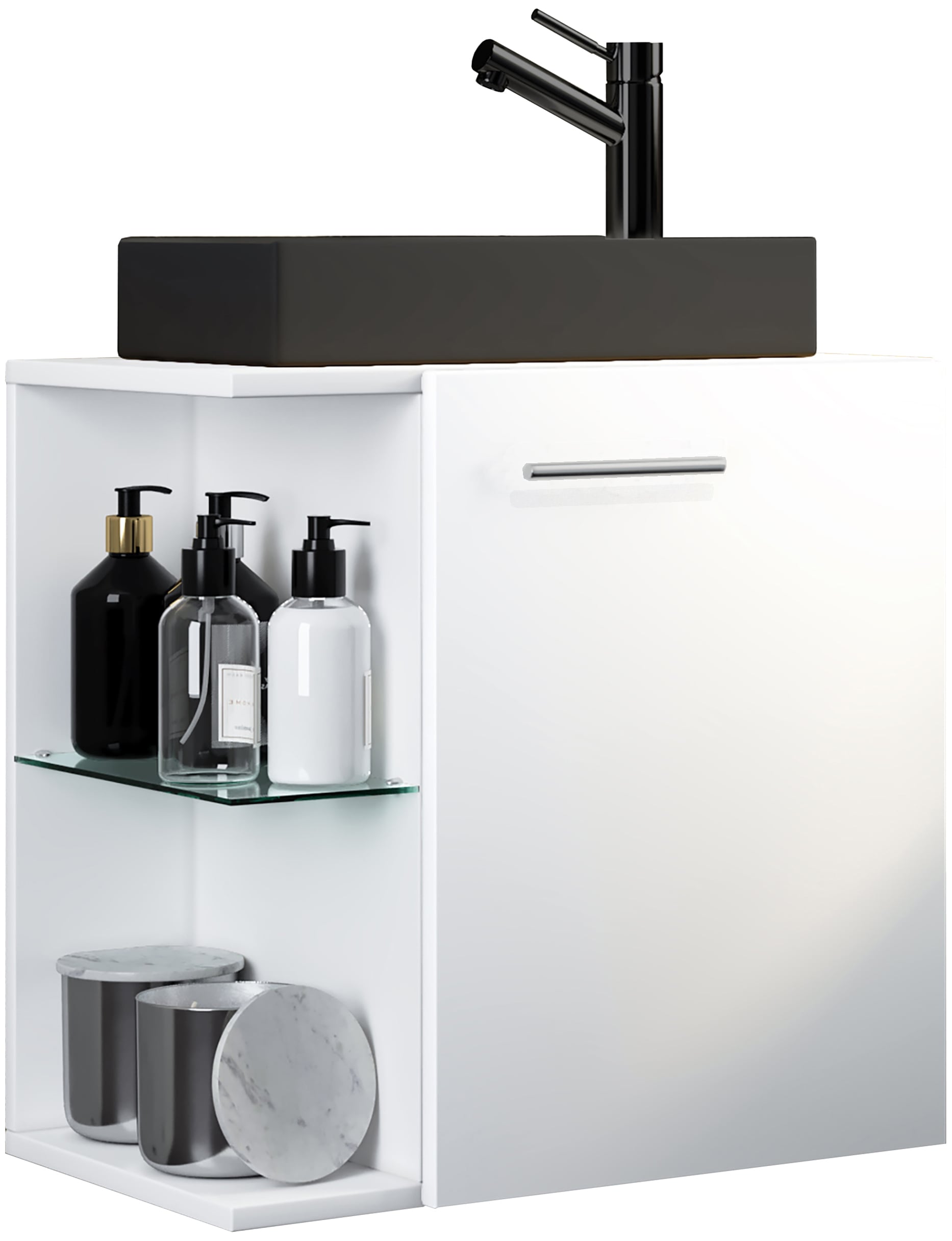 VCM Waschtisch "2-tlg Waschtisch Hausa Toilette schmal Schwarz" 2 Stk. tlg.