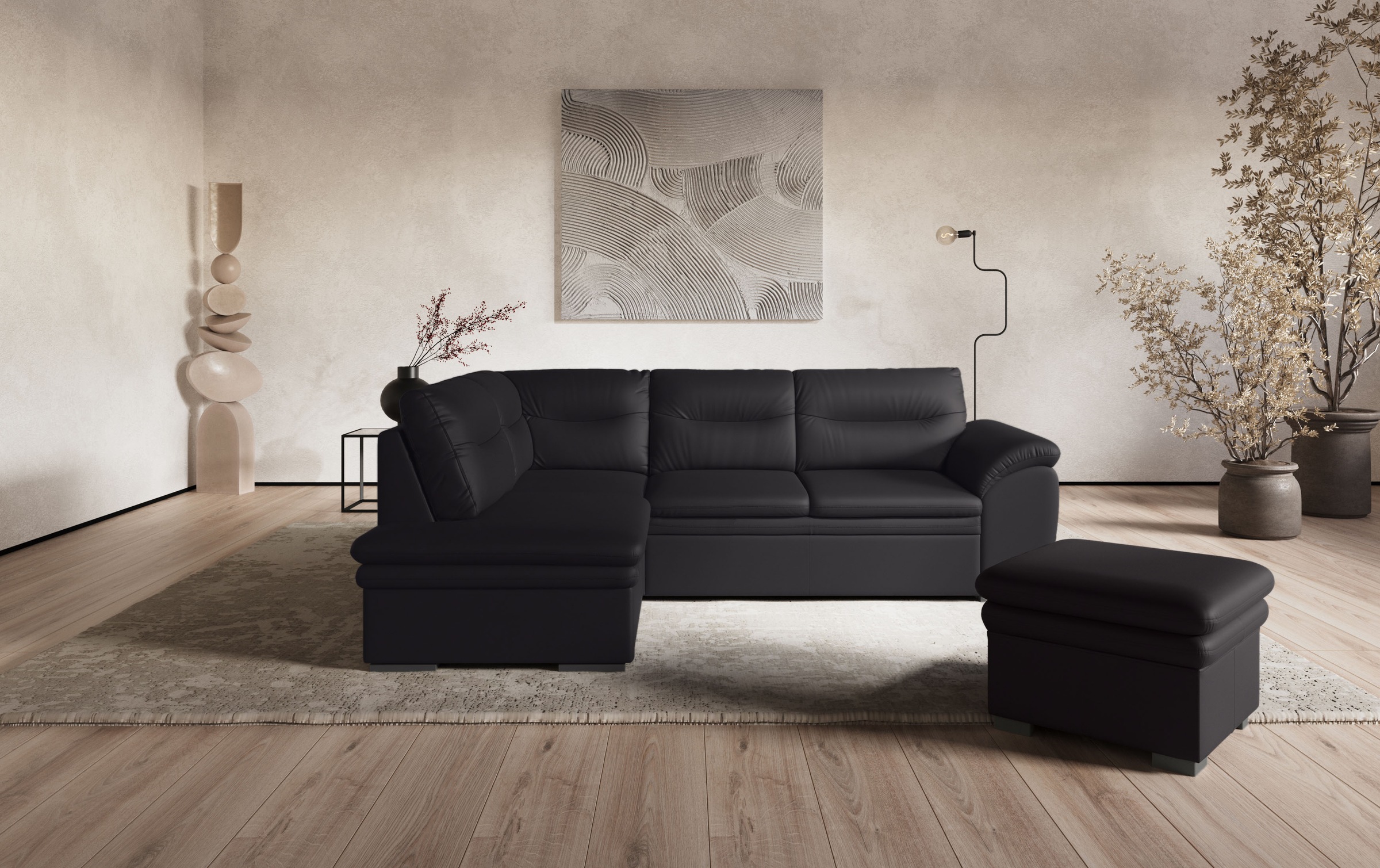 COTTA Ecksofa "Leandra L-Form" wahlweise mit Schlaffunktion & Bettkasten