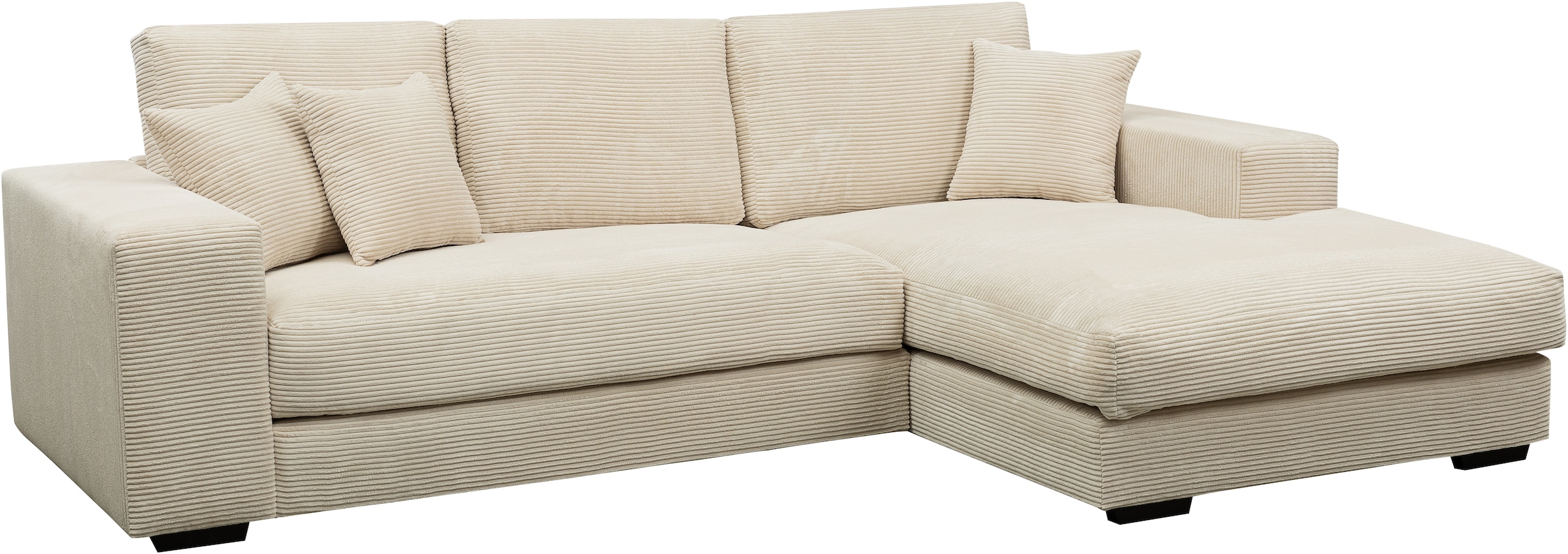 WERK2 Ecksofa »Eden modern und zeitlos, geschmackvolles Sofa, Breite 286cm, L-Form«, Design Ecksofa in Cord mit besonders weichem Sitzkomfort