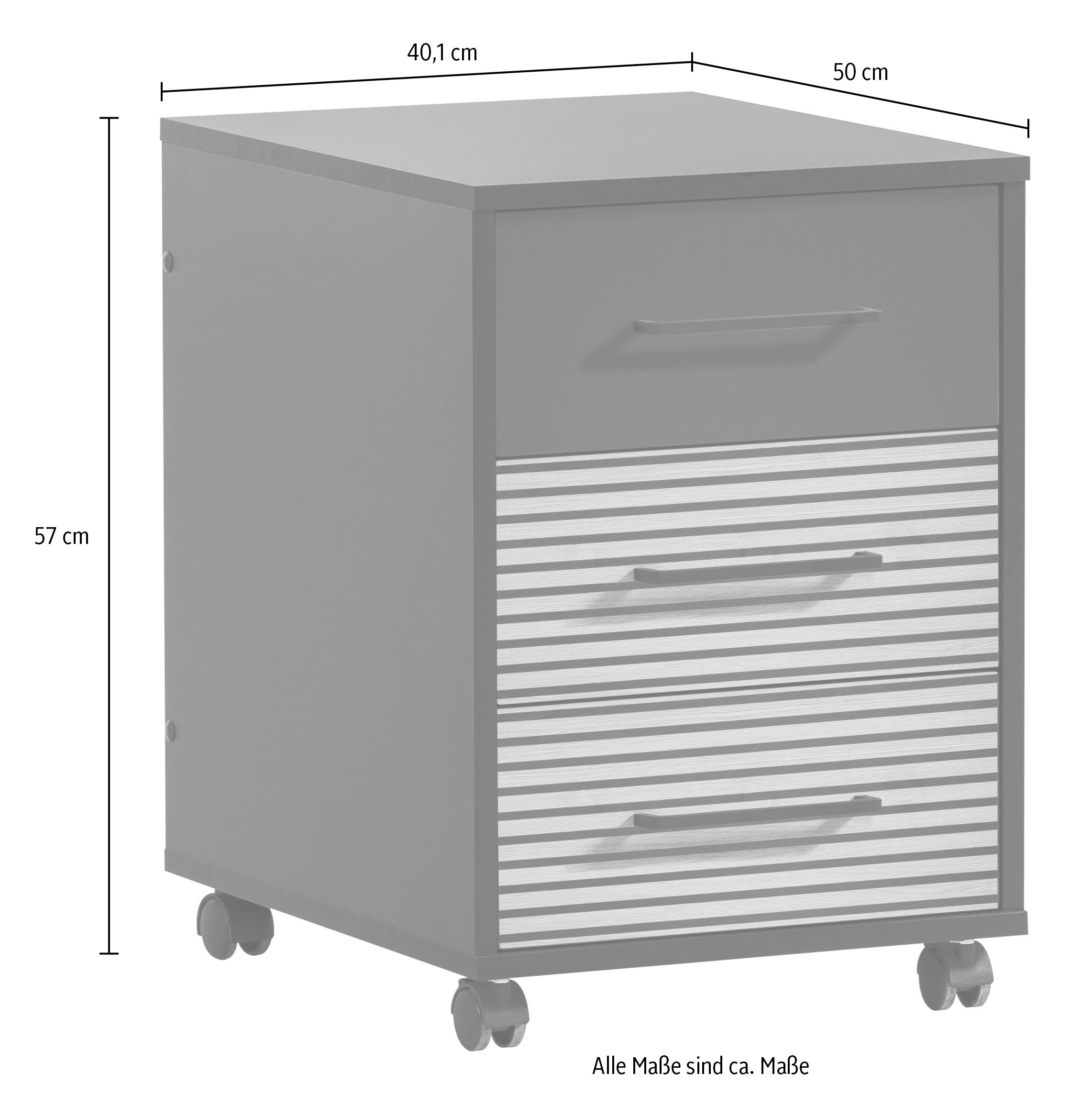 welltime Container »Hank, MADE IN GERMANY, Breite 40 cm«, Schubladenfronten mit Akustikprint