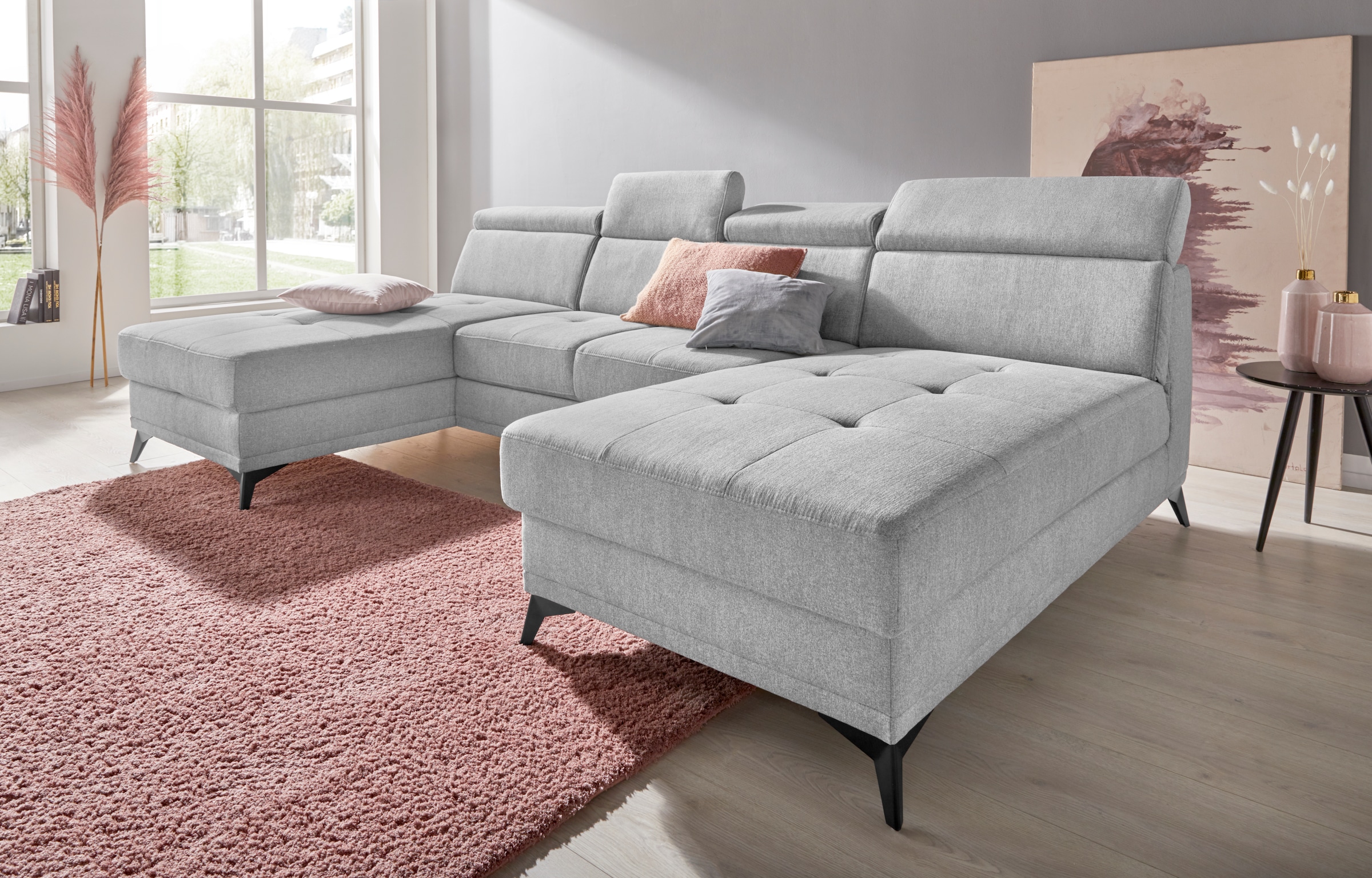 Home affaire Wohnlandschaft "Cardiz U-Form" inkl.Kopfteilverstellung und Fe günstig online kaufen