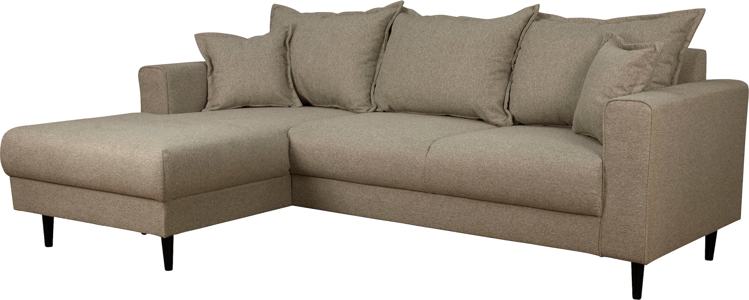 Home affaire Ecksofa »VEYRAS L-Form, hoher Sitzkomfort, Maße B/T/H: 230/150/76 cm«, mit Wellenunterfederung, incl. Rückenkissen und Zierkissen