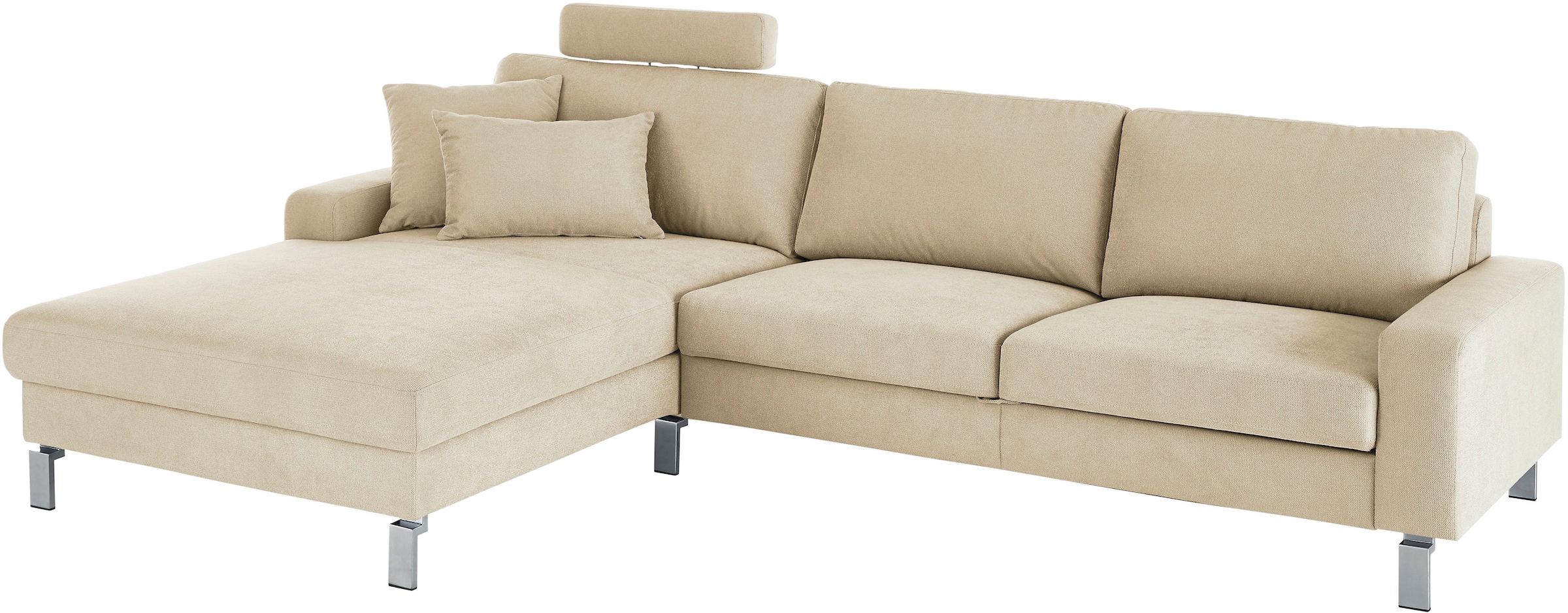 3C Candy Ecksofa »Lecce, wahlweise PUR-Schaumstoff oder Tonnentaschenfederkern«, Bett im 2,5-Sitzer, teilmotorische Schlaffunktion im Longchair, L-Form