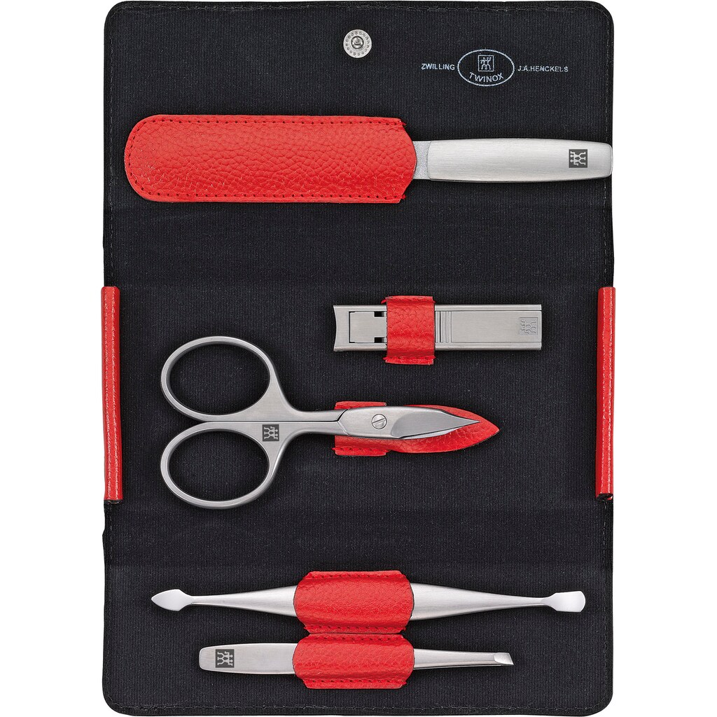 Zwilling Maniküre-Etui »TWINOX ASIAN COMPETENCE DRUCKKNOPF-ETUI ROT«, (5 tlg.)