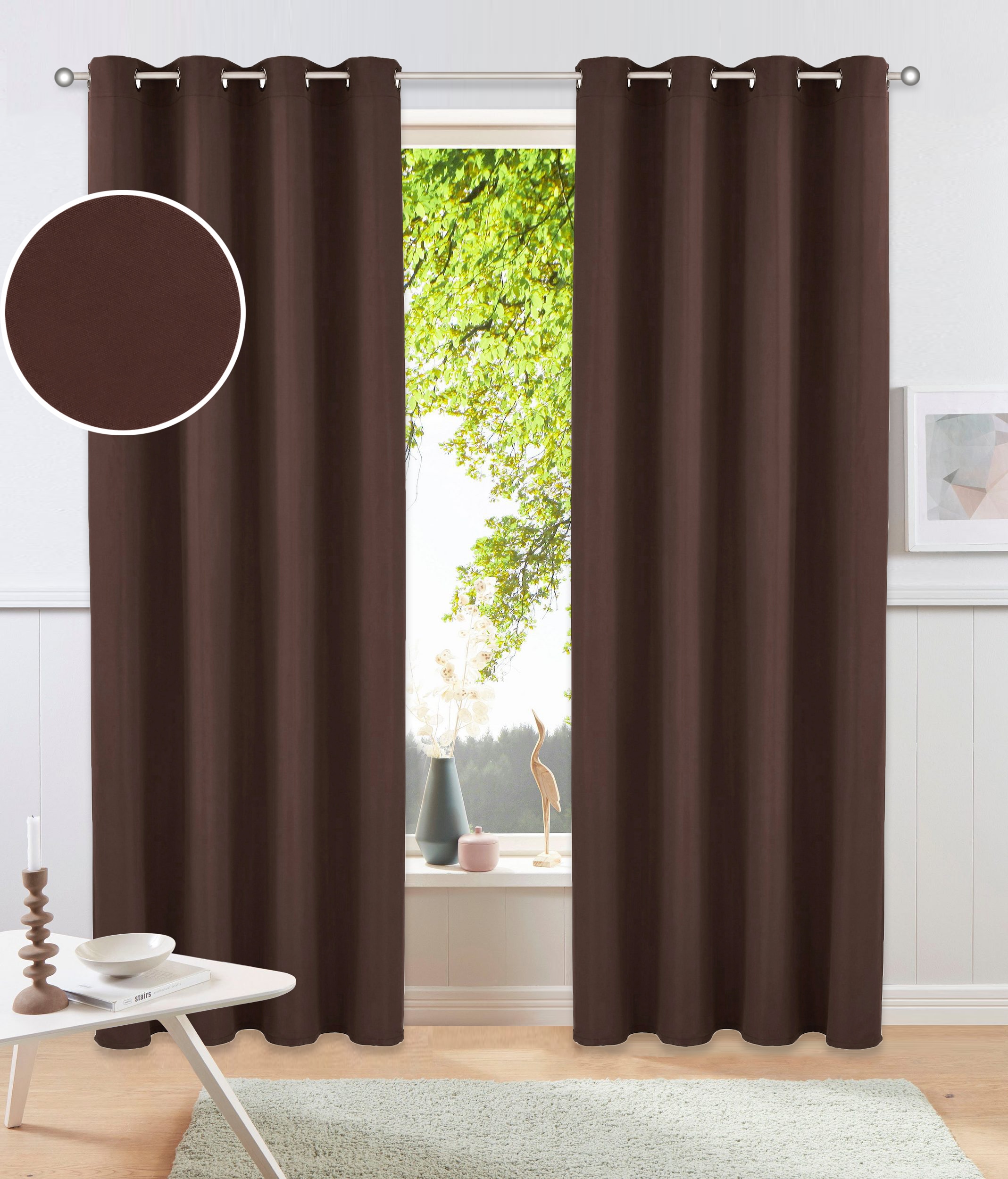 OTTO home Vorhang "Parry" Ösen 2 Stk. tlg. 2-er Set, blickdicht, monochrom, basic