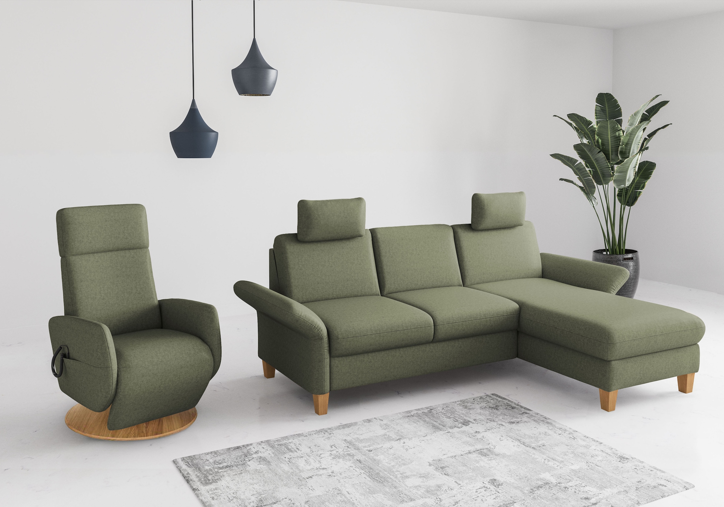 Home affaire Ecksofa »Rochelle«, wahlweise mit Armlverstellung, Klappbett mit Rollen & Bettkasten