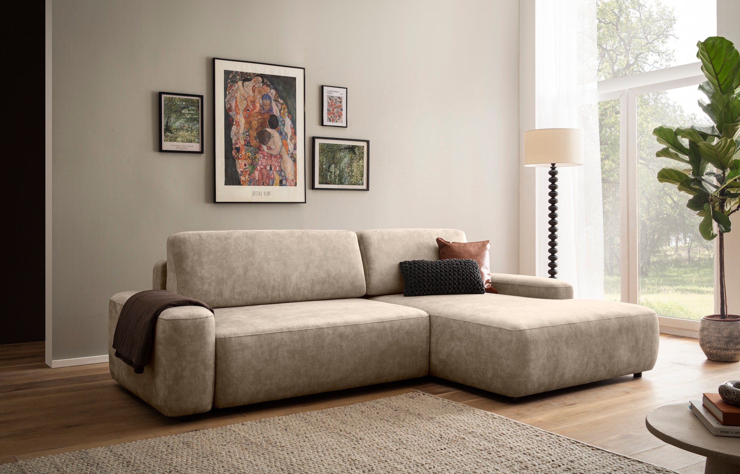 Home affaire Ecksofa "TORGE (264cm), Schlafsofa in Cord, Samtvelours o Stru günstig online kaufen